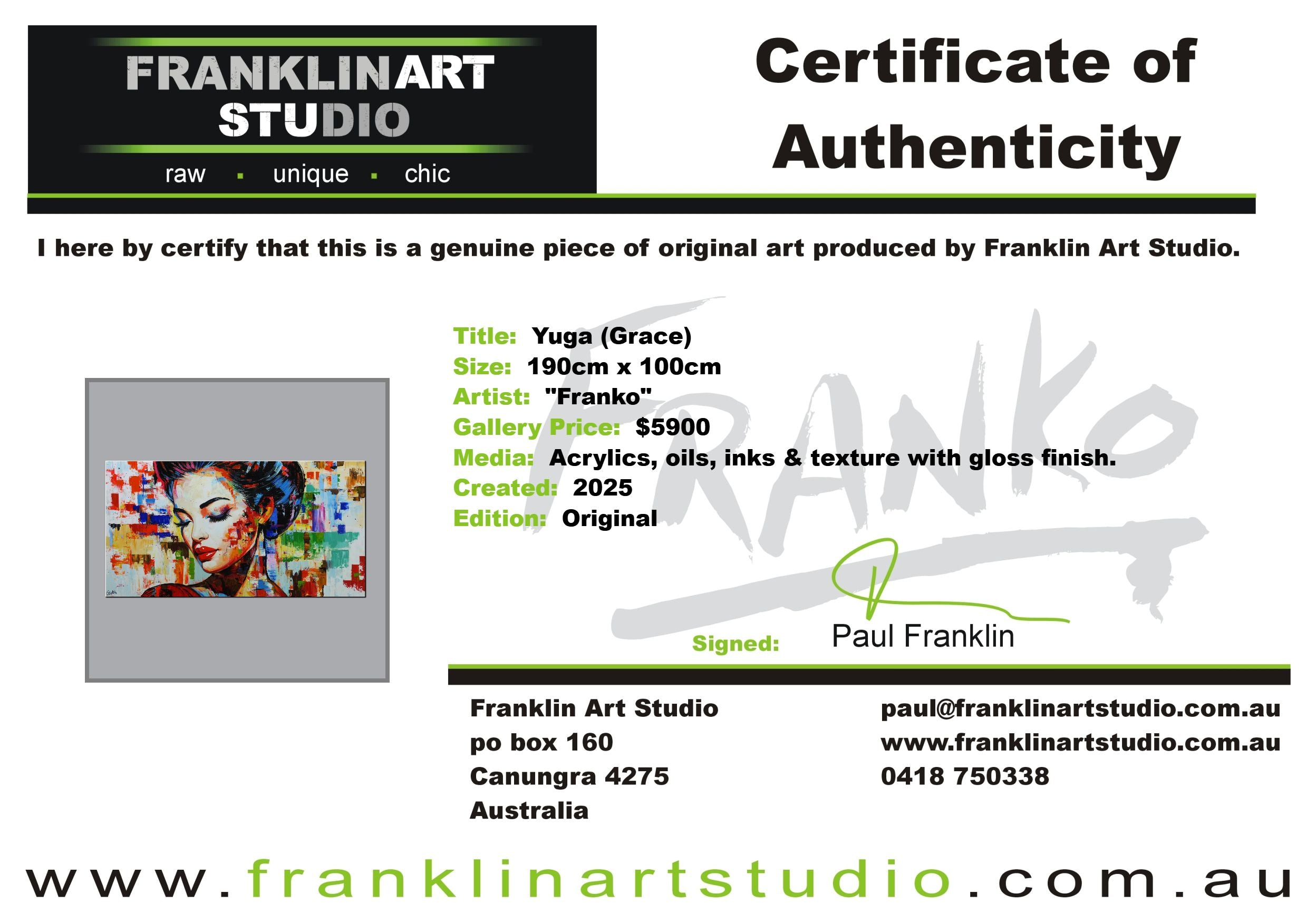 Yuga 190cm x 100cm FRAMED Abstract Realism Textured Painting