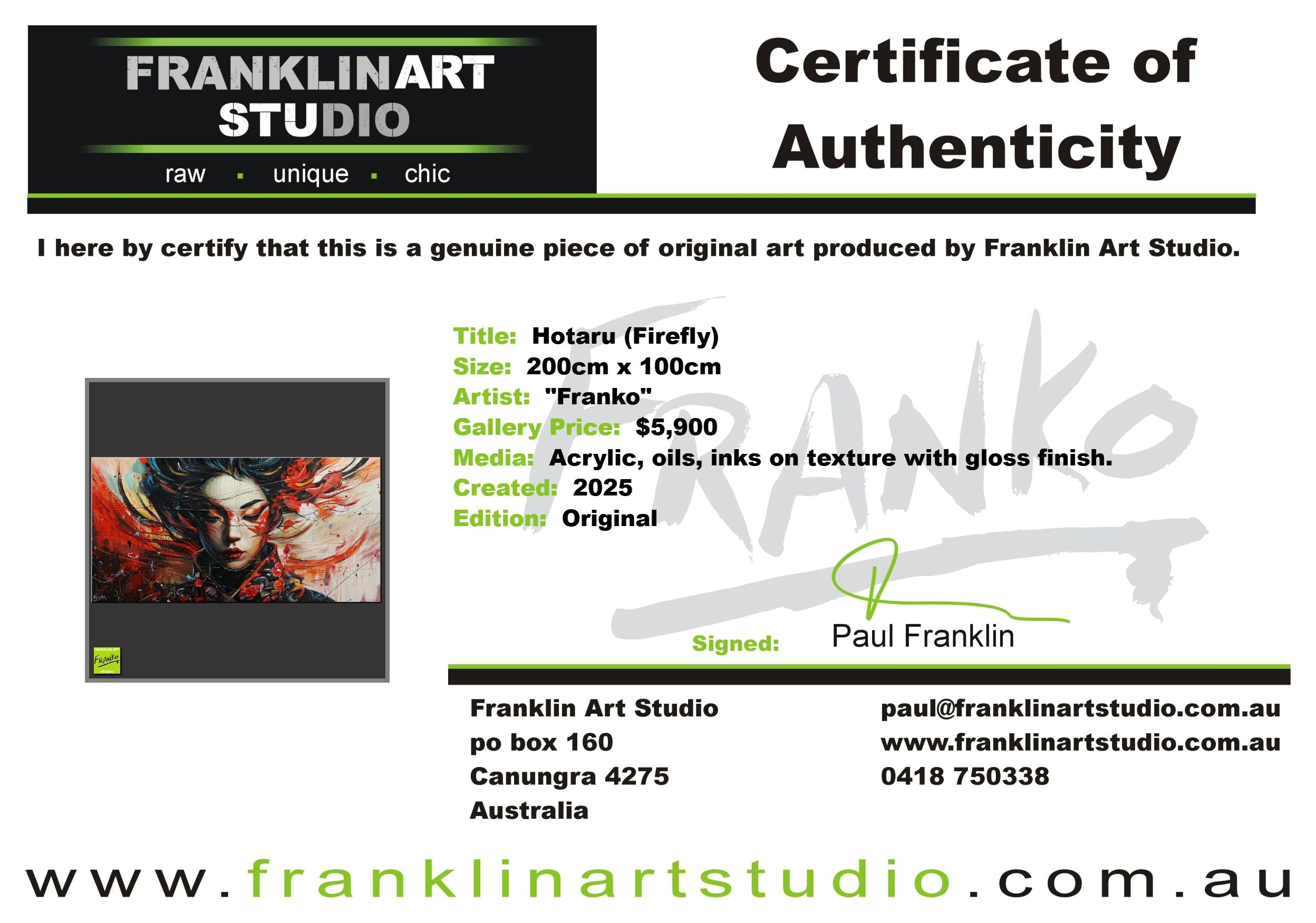 Hotaru 200cm x 100cm Brave and Beautiful Abstract Realism Textured Painting Floater Frame Inc. (SOLD)