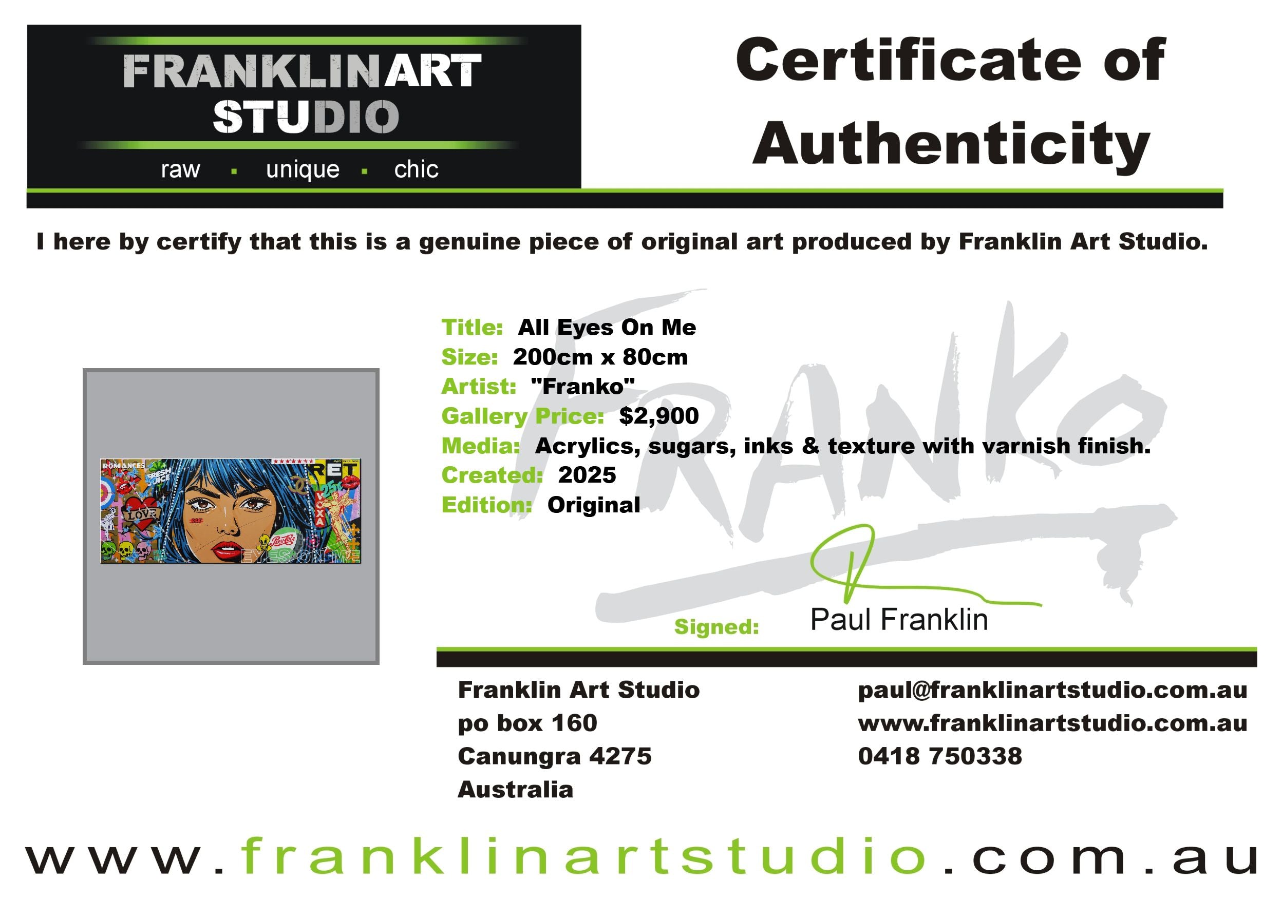 All Eyes On Me 200cm x 80cm Textured Urban Pop Art Painting