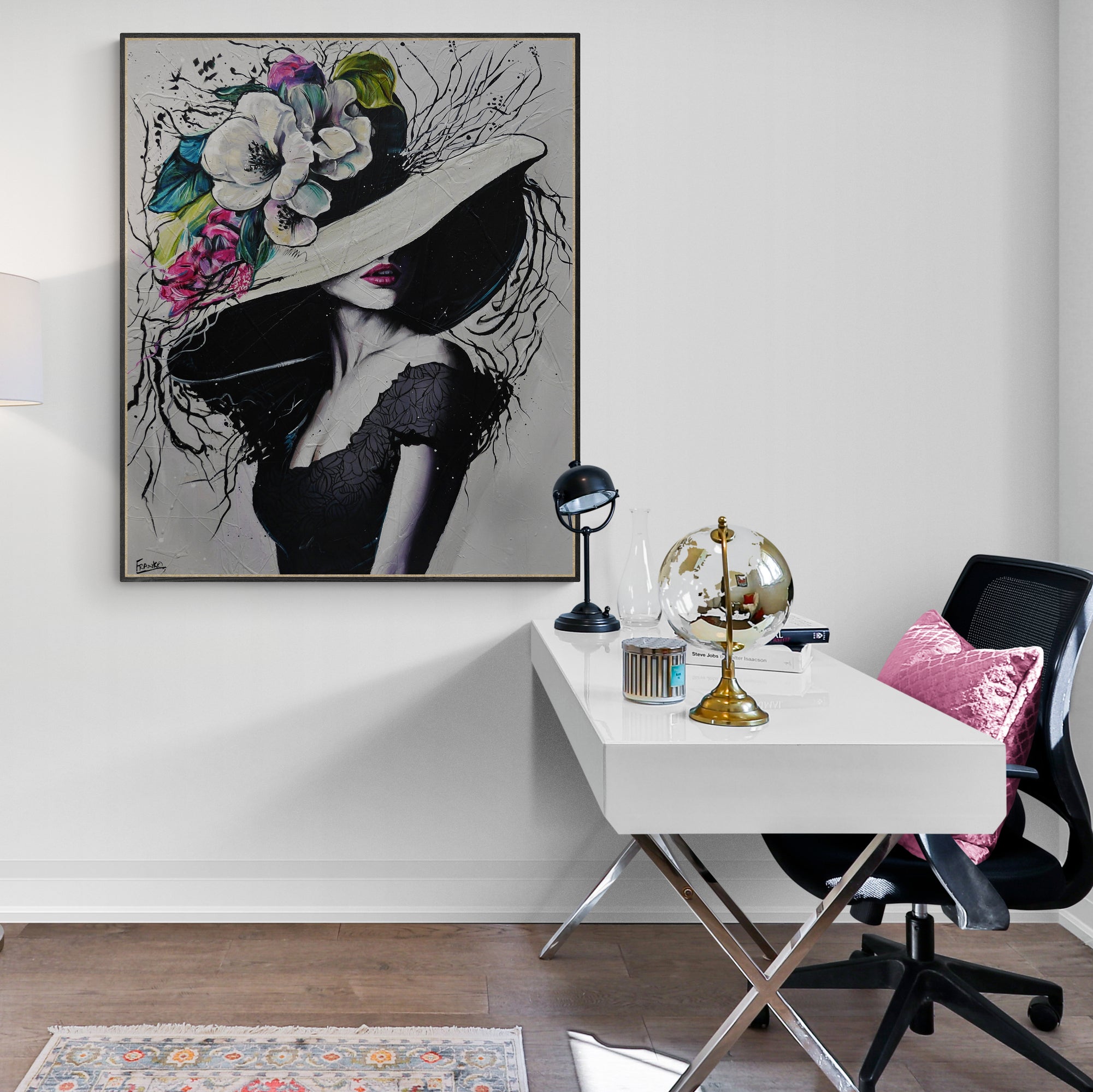 Alexis 120cm x 100cm Flower Hat Abstract Elegance Textured Painting