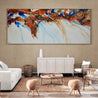 Sapphire Blue Coast 240cm x 100cm White Blue Ochre Textured Abstract Painting-Abstract-Franko-[huge]-[Australian]-[best Selling]-Franklin Art Studio