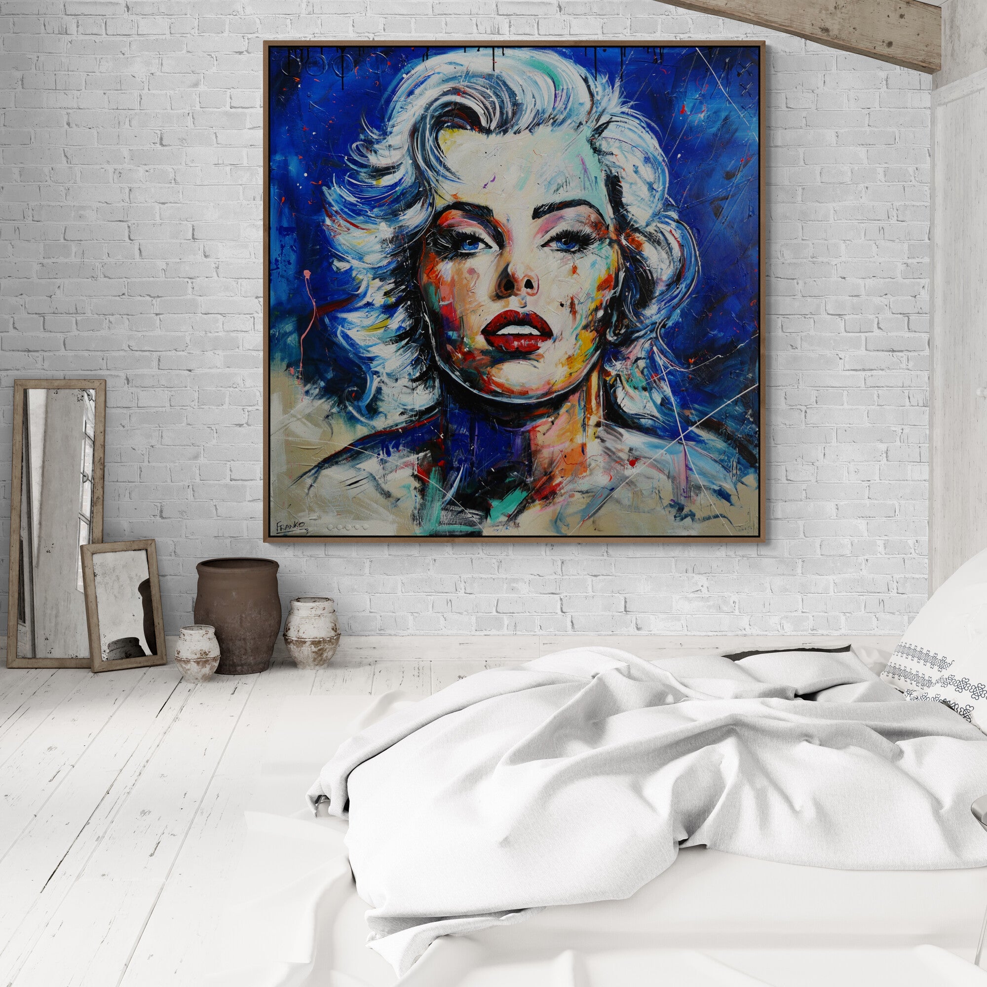 update alt-text with template Bombshell 150cm x 150cm Marilyn Monroe Abstract Realism Textured Painting Floater Frame Inc.-people-[Franko_Artist]-[The_Block]-[Dream_Homes]-[ideas]- [Grand_Designs]-Franklin Art Studio