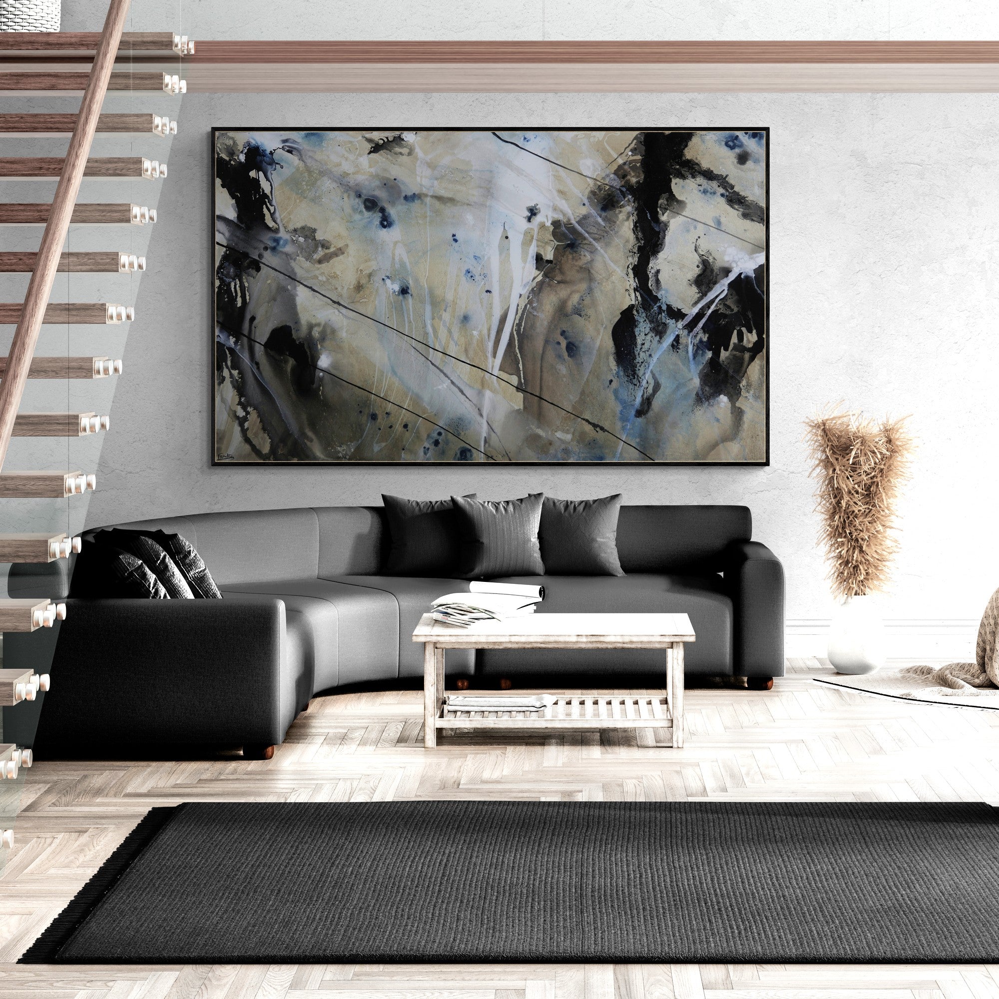 Refined 77 250cm x 150cm Blended Ink Abstract Painting-Abstract-[Franko_Artist]-[Australian_artist]-[Gold_Coast]-[Brisbane]-[modern]-[contemporary]-[original]-[Large_artwork]-[The_Block]-[Dream_Homes]-[ideas]-[Grand_Designs]-[Art_Lover]-Franklin Art Studio