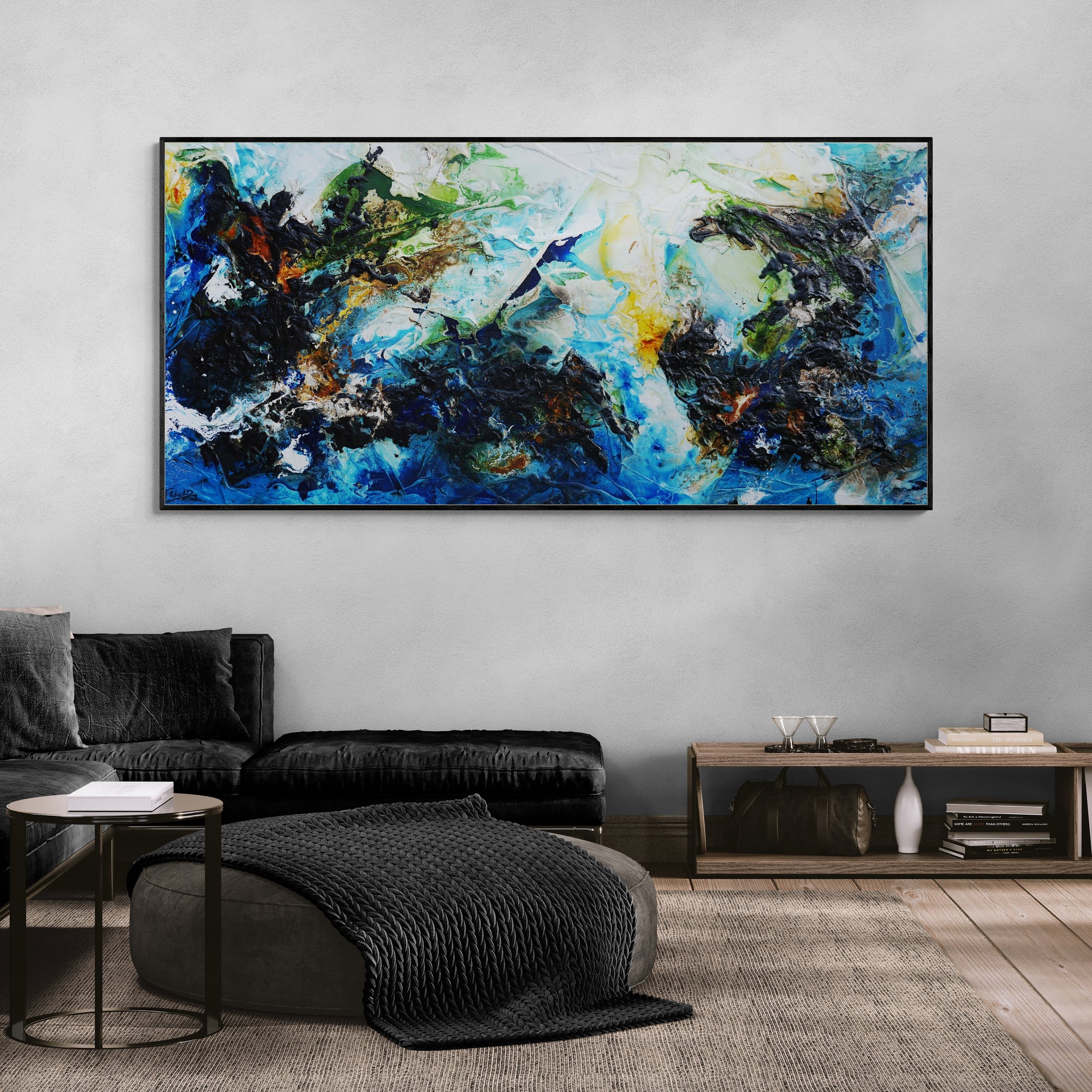 Blue Summer 200cm x 100cm Textured Abstract Painting