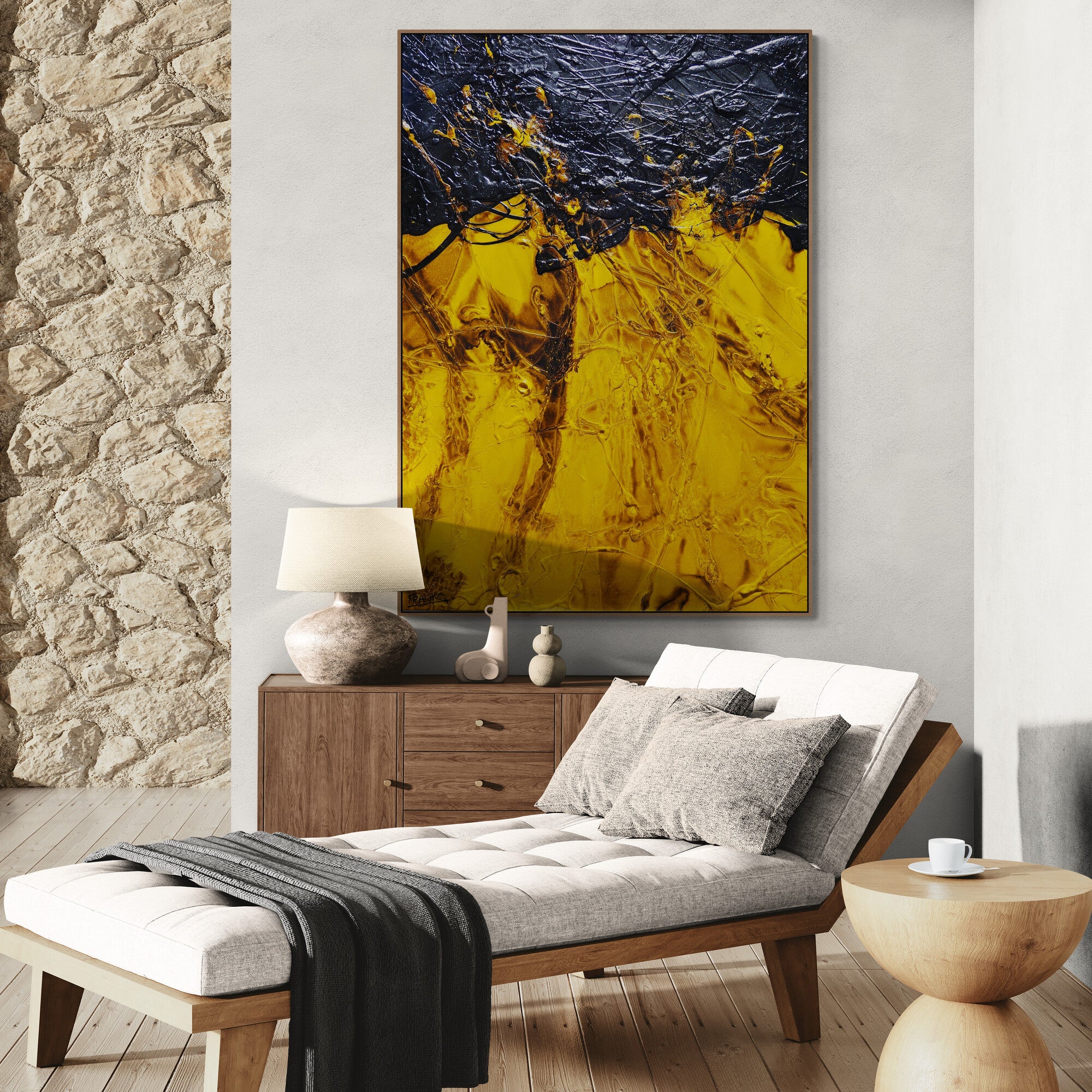 Raw Solar 100cm x 140cm Textured Abstract Painting