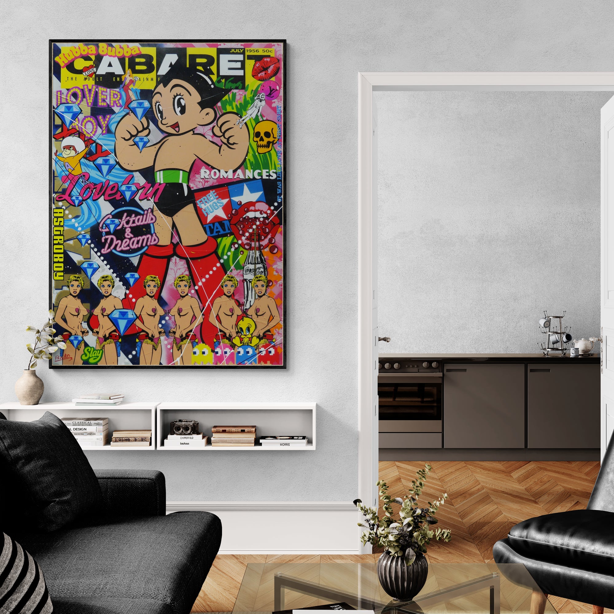 Cabaret Astro 140cm x 100cm Textured Urban Pop Art Painting