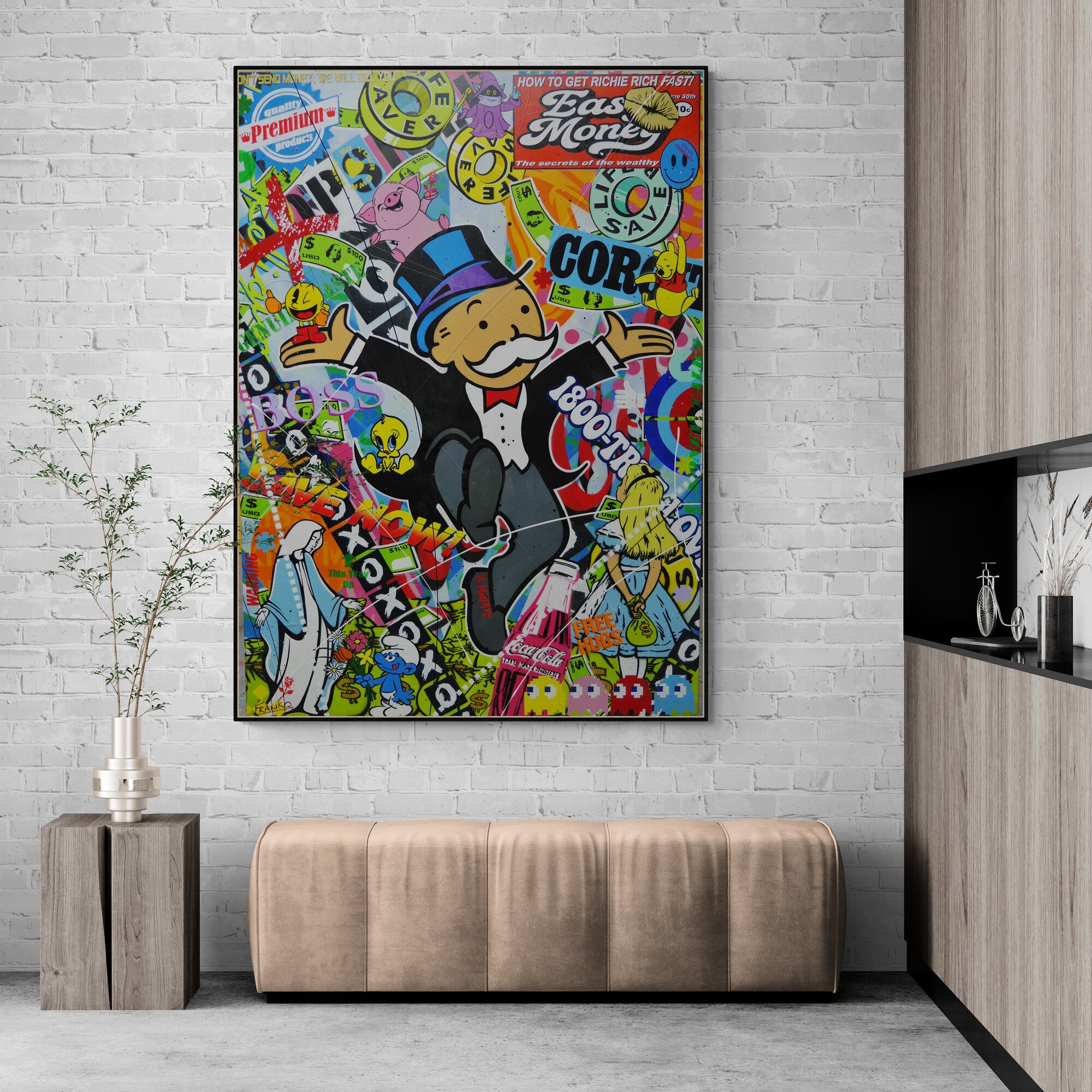 The Secrets 100cm x 140cm Monopoly Man Textured Urban Pop Art Painting