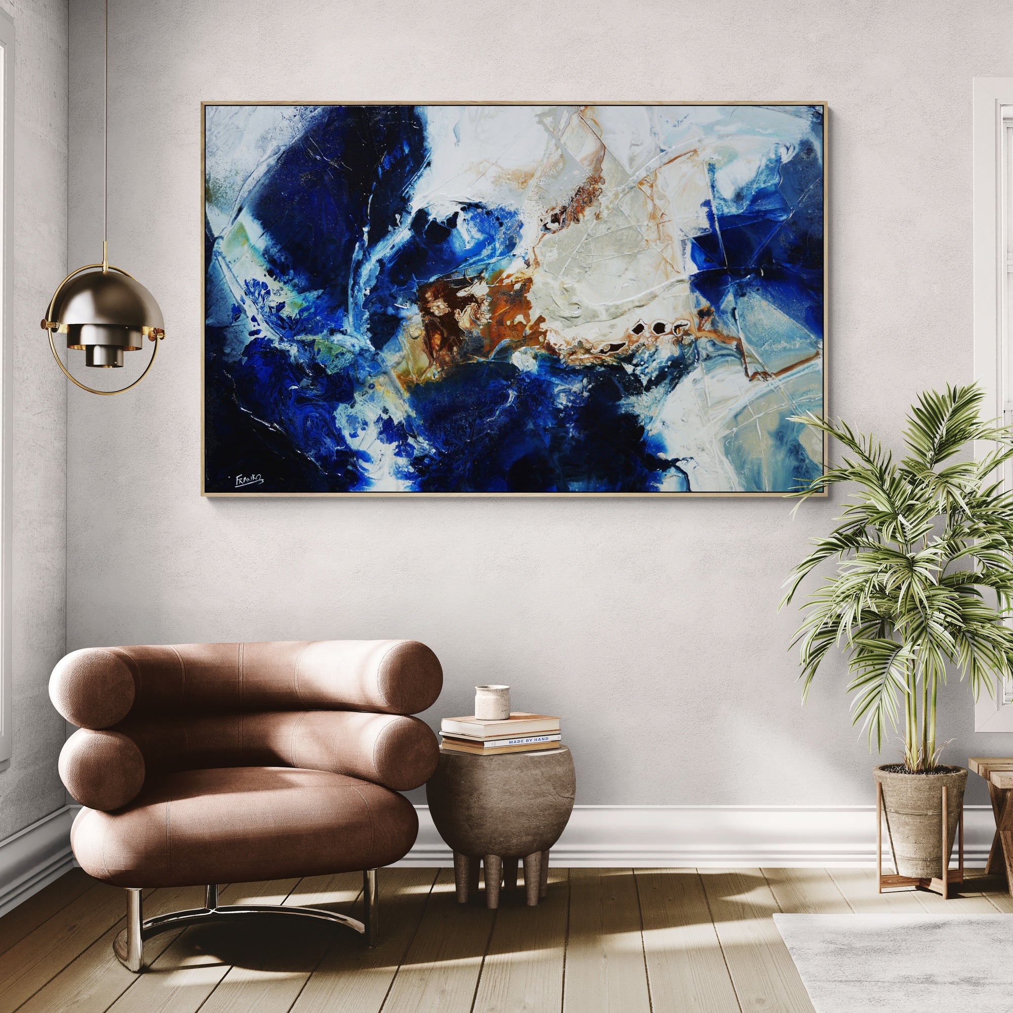 Rust Wave 160cm x 100cm Textured Abstract Painting – Franklin Art Studio