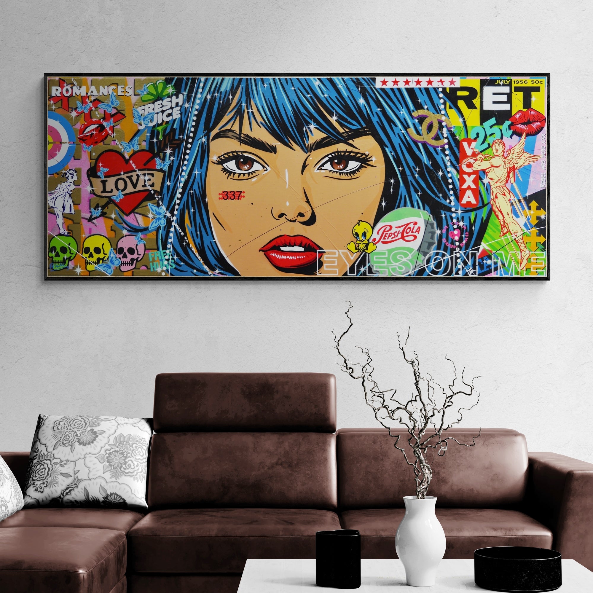 update alt-text with template All Eyes On Me 200cm x 80cm Textured Urban Pop Art Painting-Urban Pop Art-[Franko_Artist]-[The_Block]-[Dream_Homes]-[ideas]- [Grand_Designs]-Franklin Art Studio
