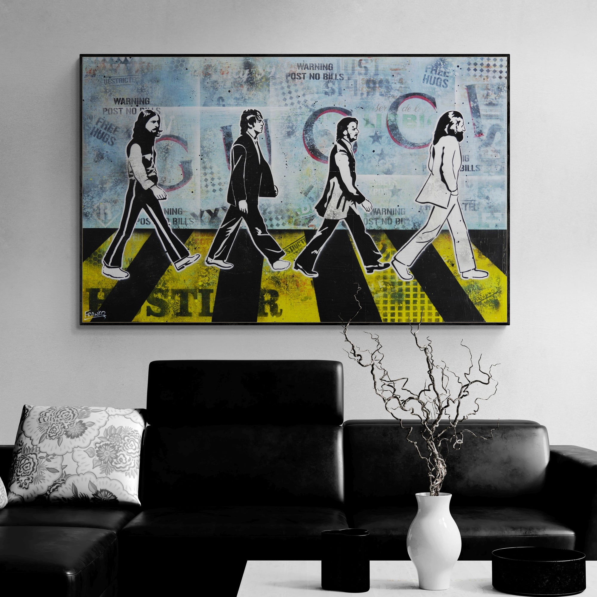 Abbey Road 160cm x 100cm Beatles Textured Urban Pop Art Painting (SOLD)-Urban Pop Art-[Franko Artist]-[Cheryl]-[Wendy]-[Gabriela]-Franklin Art Studio