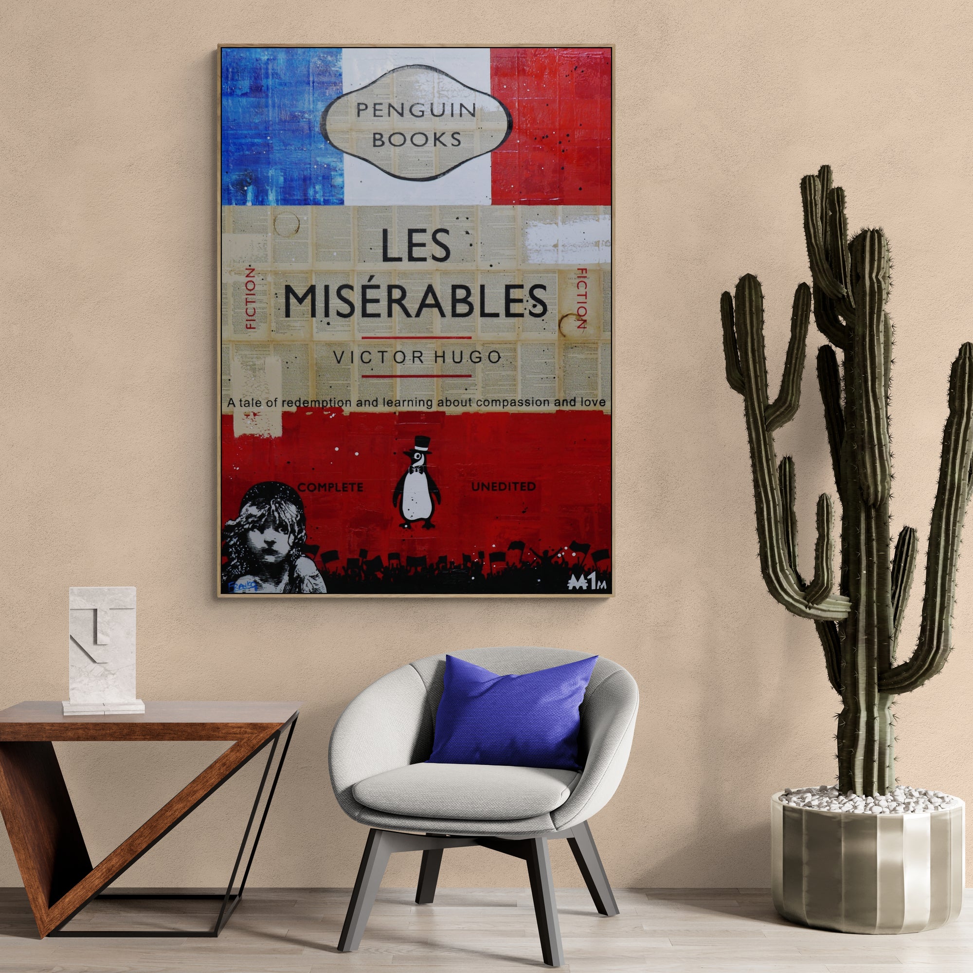Les Mis 140cm x 100cm French Urban Pop Book Club Painting-book club-[Franko Artist]-[The Block]-[Dream Homes]-[ideas]-Franklin Art Studio
