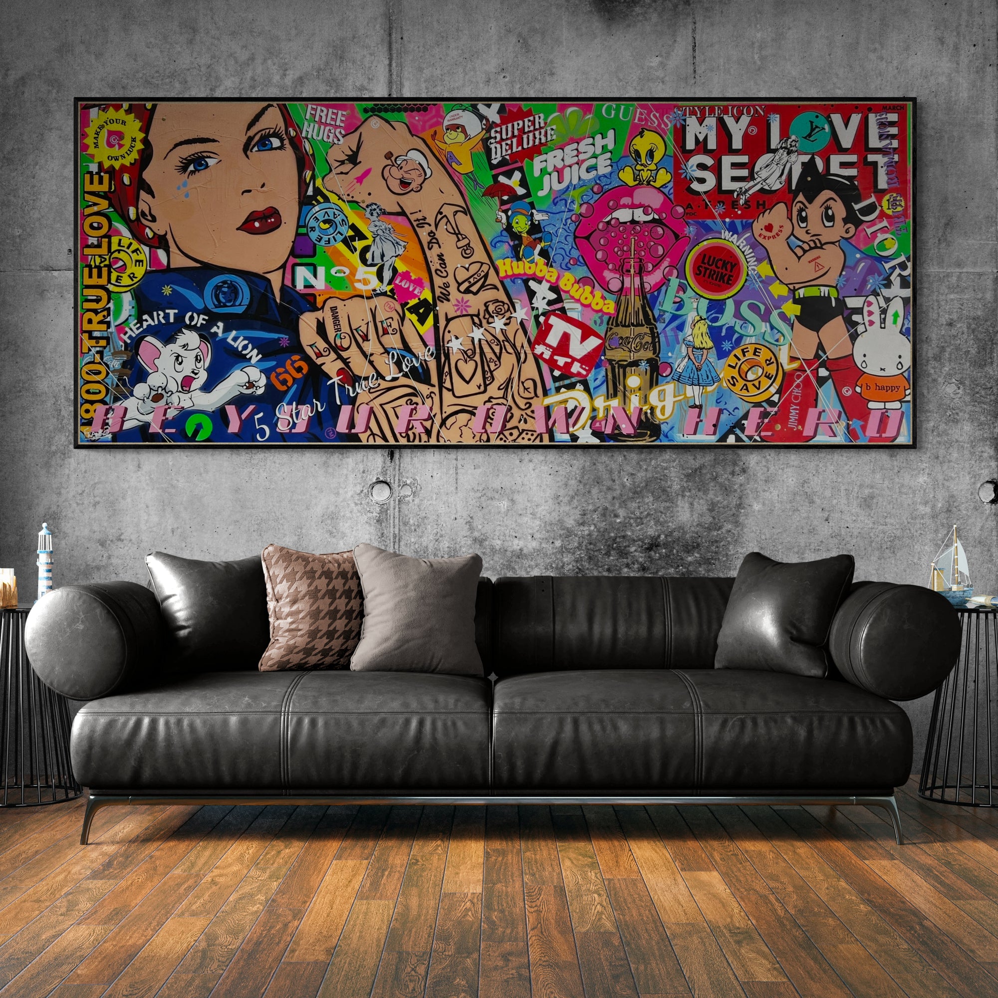 Rosie Can ... 240cm x 100cm Rosie the Riveter Textured Urban Pop Art Painting (SOLD)