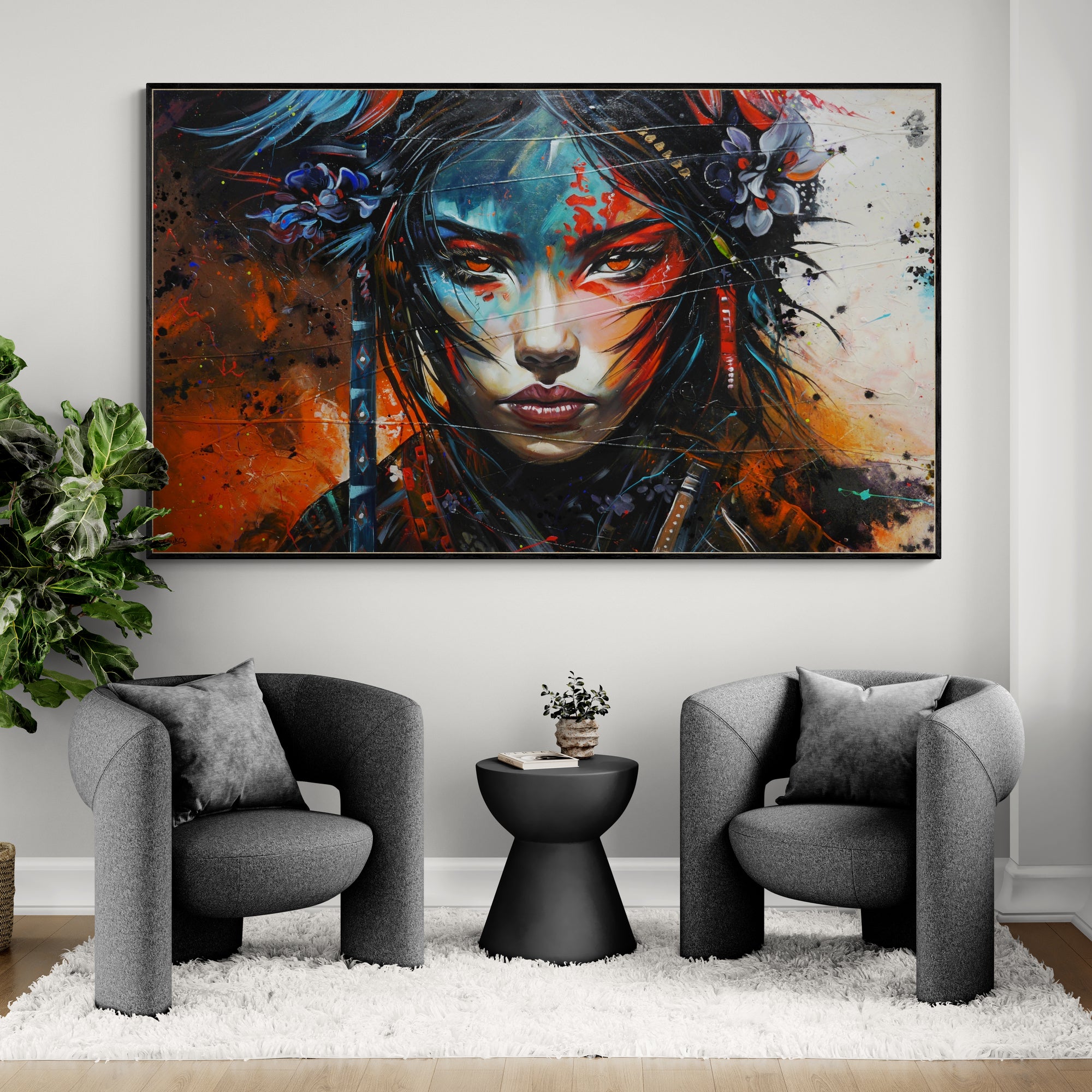 Chikara 200cm x 120cm FRAMED Geisha Abstract Realism Textured Painting-people-[Franko_Artist]-[Australian_artist]-[Gold_Coast]-[Brisbane]-[modern]-[contemporary]-[original]-[Large_artwork]-[The_Block]-[Dream_Homes]-[ideas]-[Grand_Designs]-[Art_Lover]-Franklin Art Studio