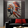 Orange Feathers 120cm x 150cm Indian Headdress Concrete Textured Urban Pop Art Painting-Urban Pop Art-[Franko Artist]-[The Block]-[Dream Homes]-[ideas]-Franklin Art Studio