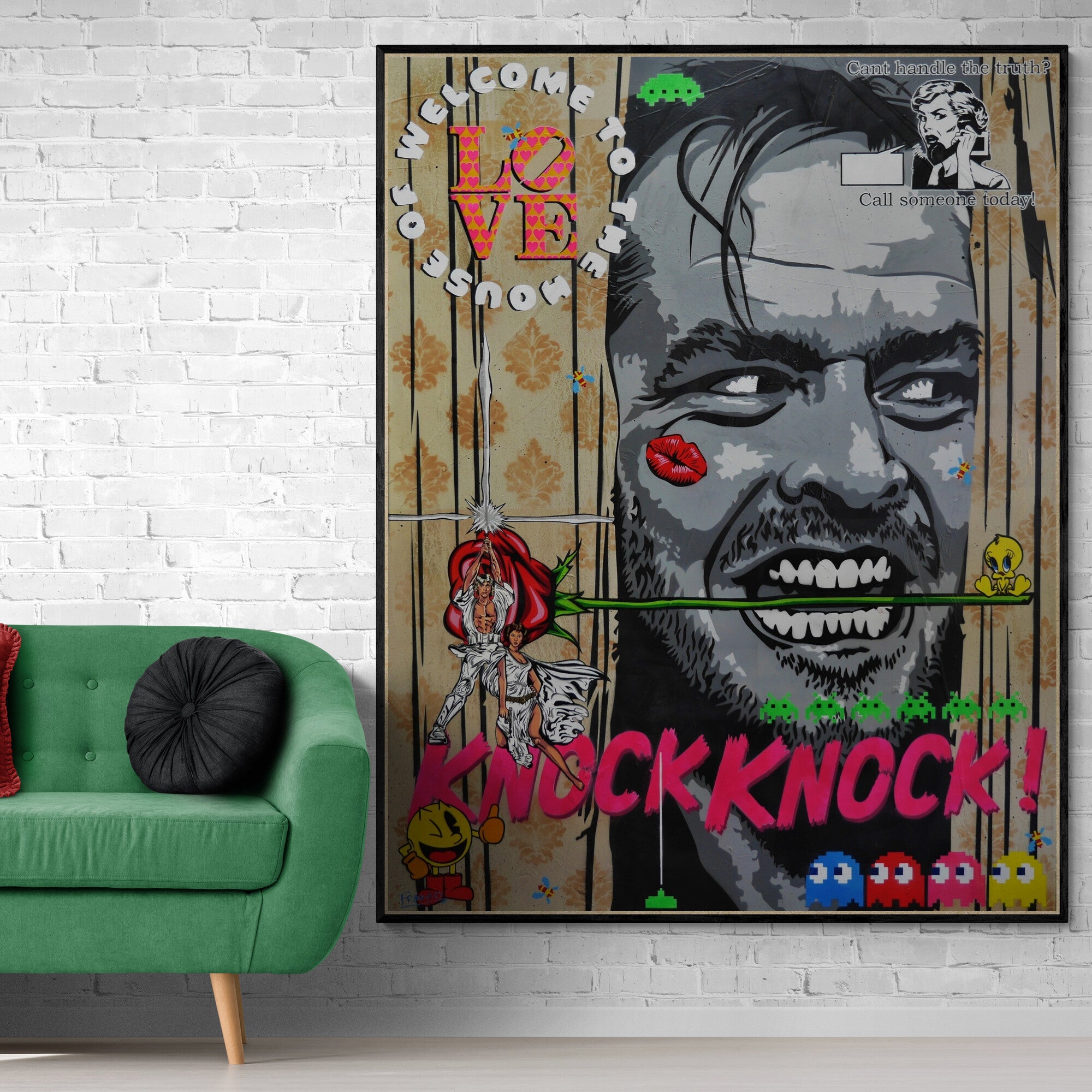 update alt-text with template Calling Johnny 140cm x 180cm The Shining Textured Urban Pop Art Painting-Urban Pop Art-[Franko_Artist]-[The_Block]-[Dream_Homes]-[ideas]- [Grand_Designs]-Franklin Art Studio
