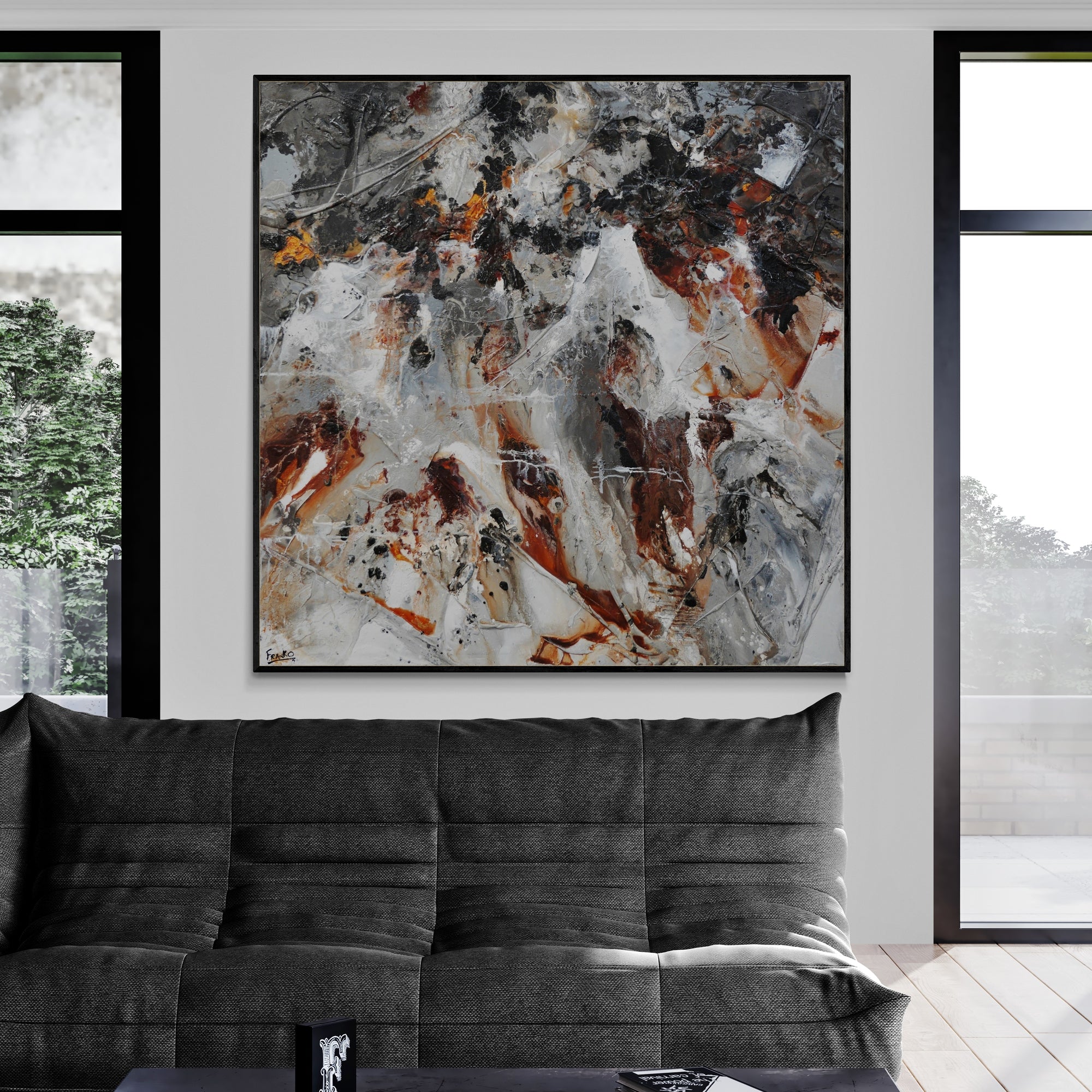 Nara Oxide 150cm x 150cm Rustic Textured Abstract Painting-Abstract-Franko-[huge]-[Australian]-[best Selling]-Franklin Art Studio