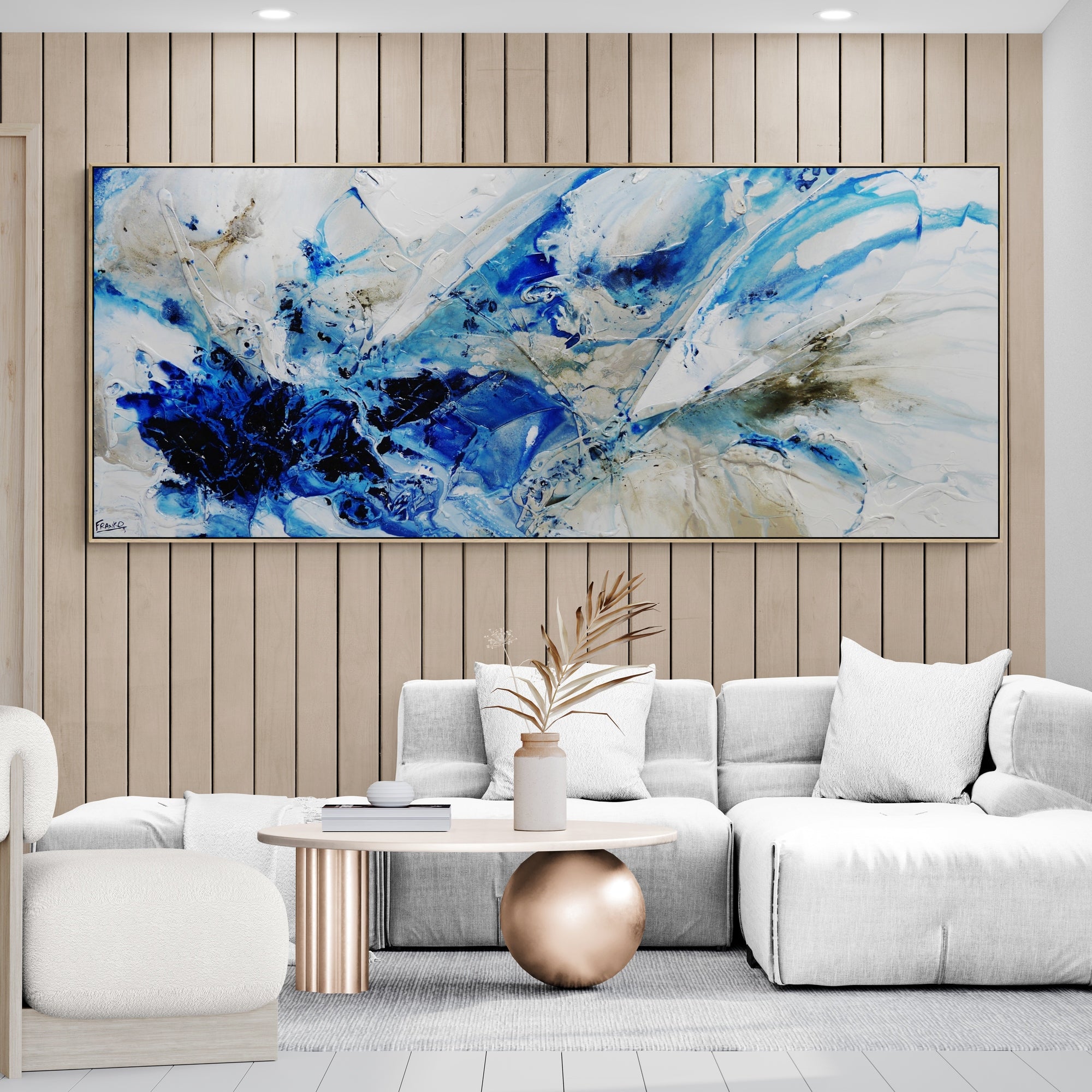 Denim Casbah 240cm x 100cm Textured Abstract Painting