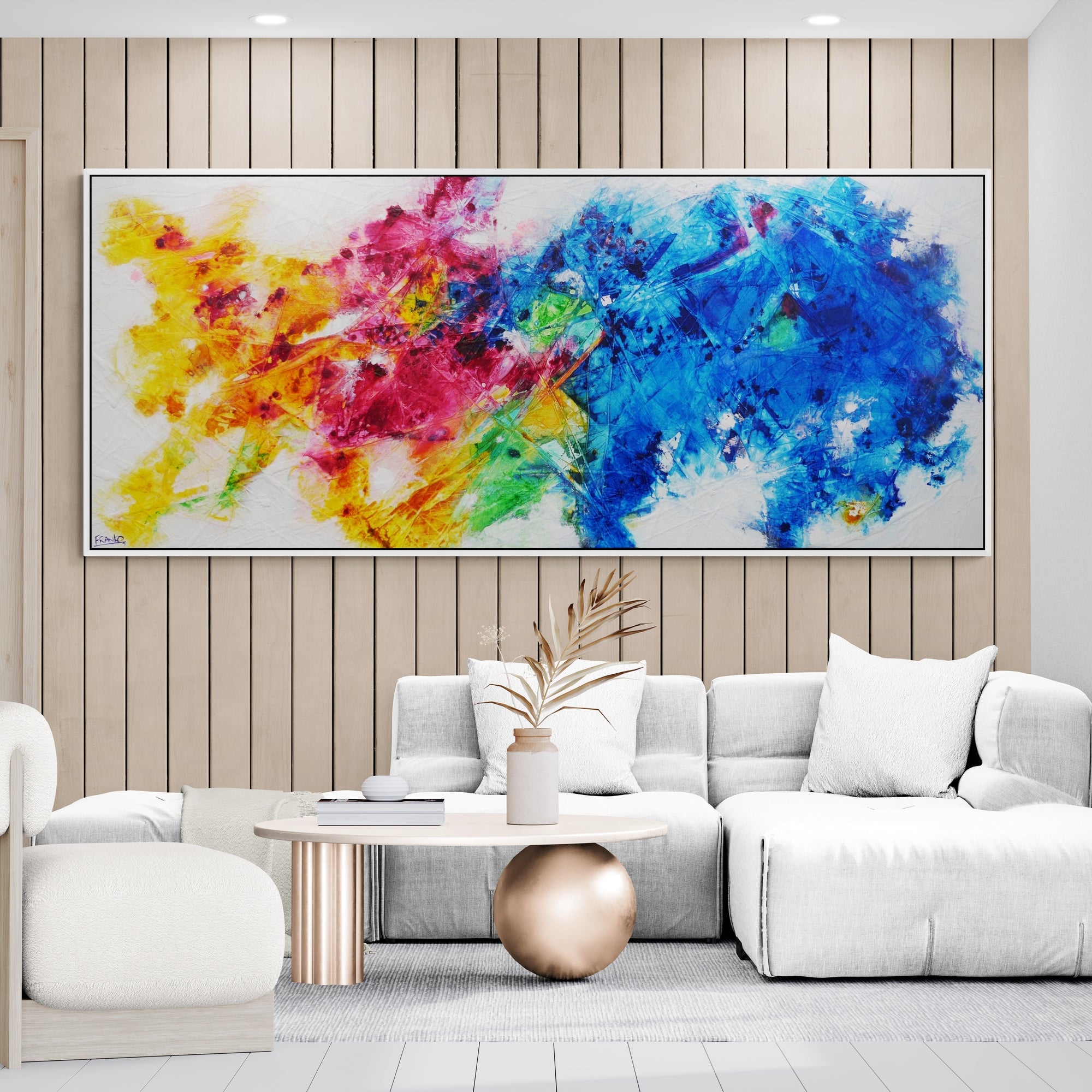 Colour Torque 240cm x 100cm Colourful Textured Abstract Painting-Abstract-Franko-[huge]-[Australian]-[best Selling]-Franklin Art Studio