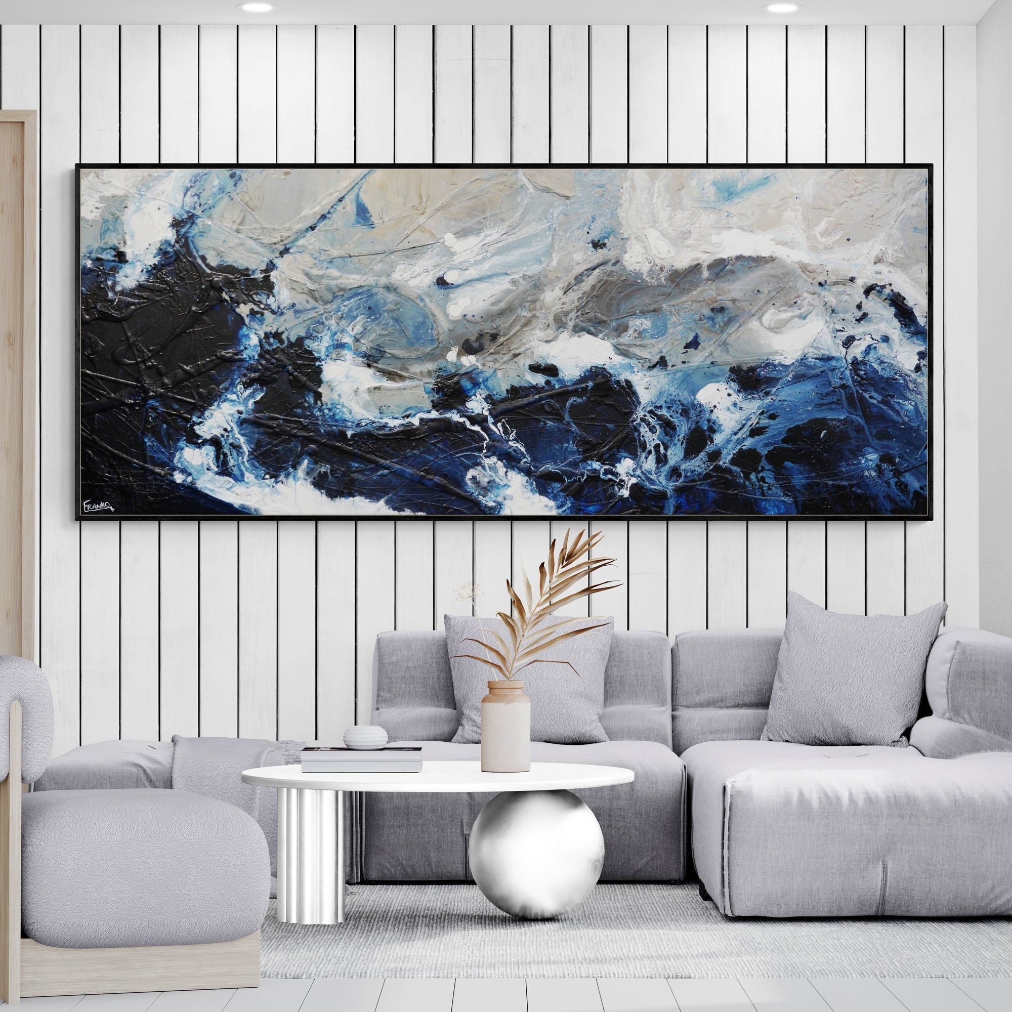 Midnight Mafia 240cm x 100cm Textured Abstract Painting (SOLD)-Abstract-Franko-[huge]-[Australian]-[best Selling]-Franklin Art Studio