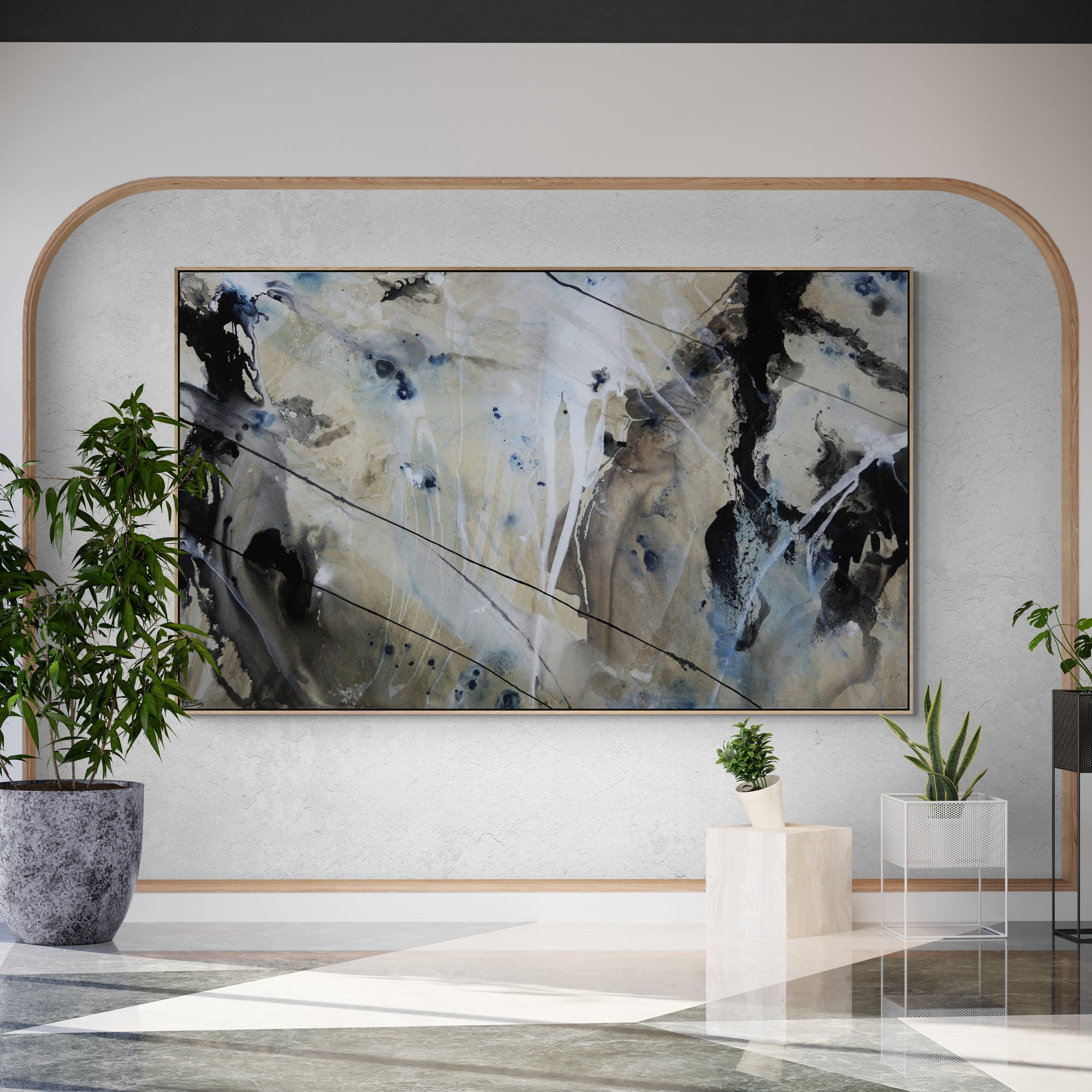 Refined 77 250cm x 150cm Blended Ink Abstract Painting