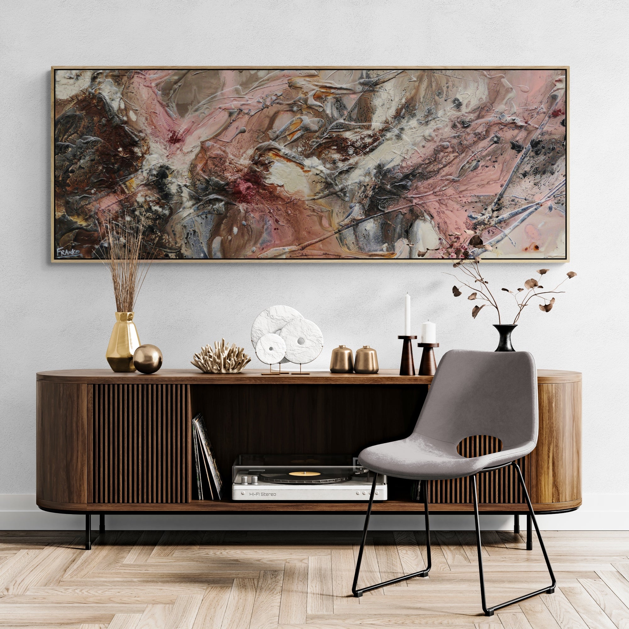 Musk 160cm x 60cm Grey Musk Rusts Textured Abstract Painting (SOLD)