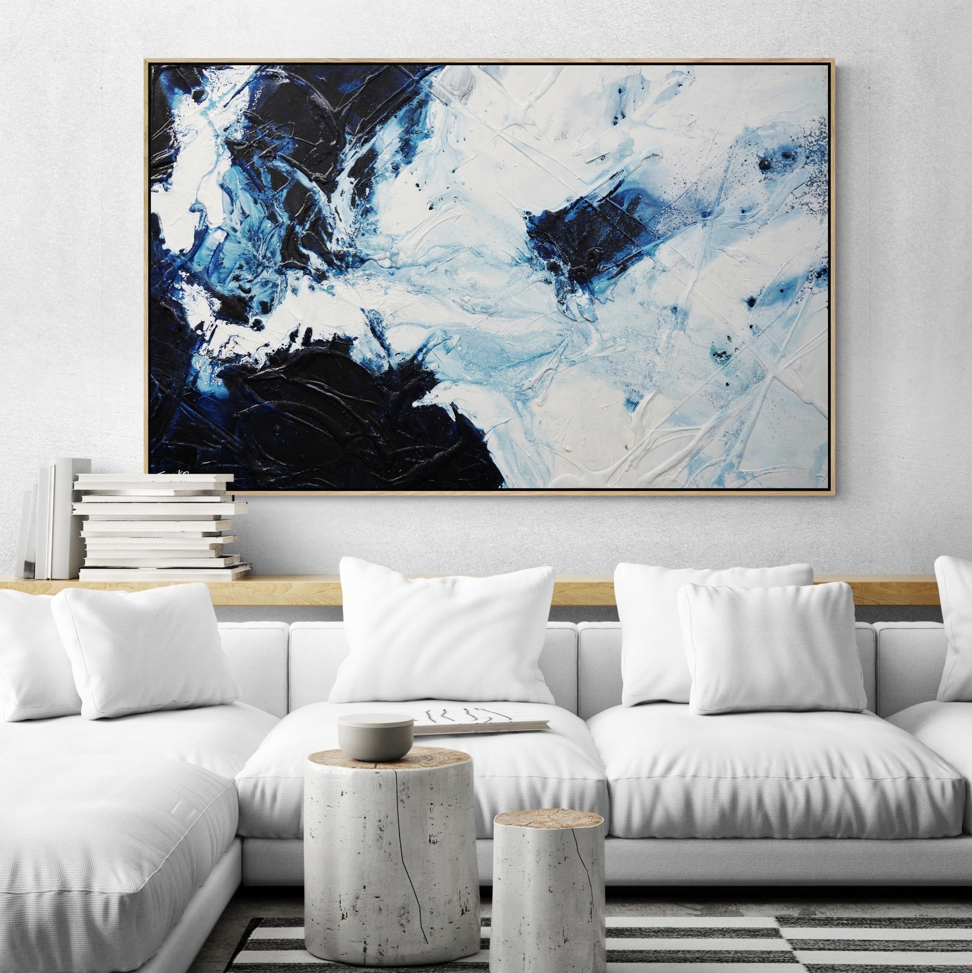 Midnight Sugar 160cm x 100cm Textured Abstract Painting (SOLD)-Abstract-Franko-[huge]-[Australian]-[best Selling]-Franklin Art Studio