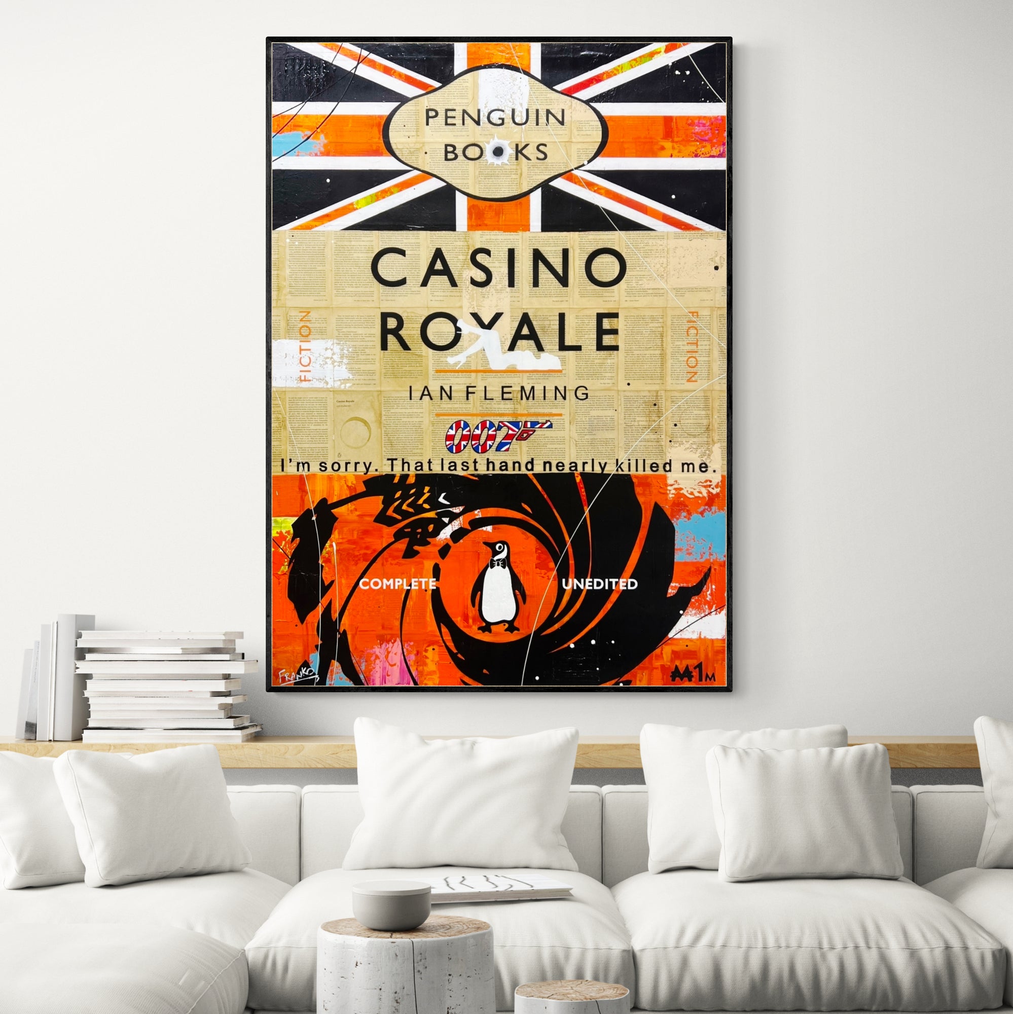 The Last Hand 140cm x 100cm Casino Royale Urban Pop Book Club Painting-book club-[Franko Artist]-[The Block]-[Dream Homes]-[ideas]-Franklin Art Studio