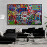 Bandits 250cm x 150cm Monopoly Man Textured Urban Pop Art Spray Paint Painting-Urban Pop Art-[Franko Artist]-[The Block]-[Dream Homes]-[ideas]-Franklin Art Studio