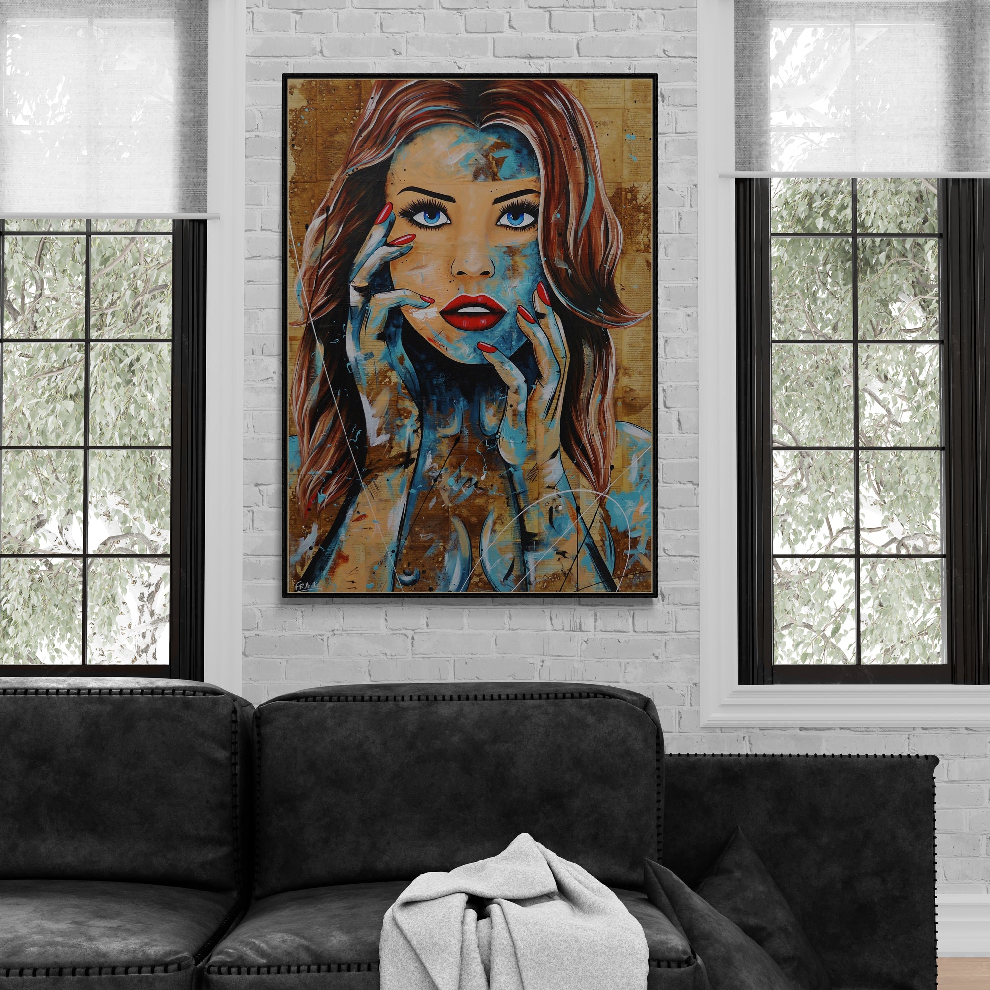 Crave 140cm x 100cm Sexy Woman Abstract Realism Book Club Painting-book club-[Franko Artist]-[The Block]-[Dream Homes]-[ideas]-Franklin Art Studio