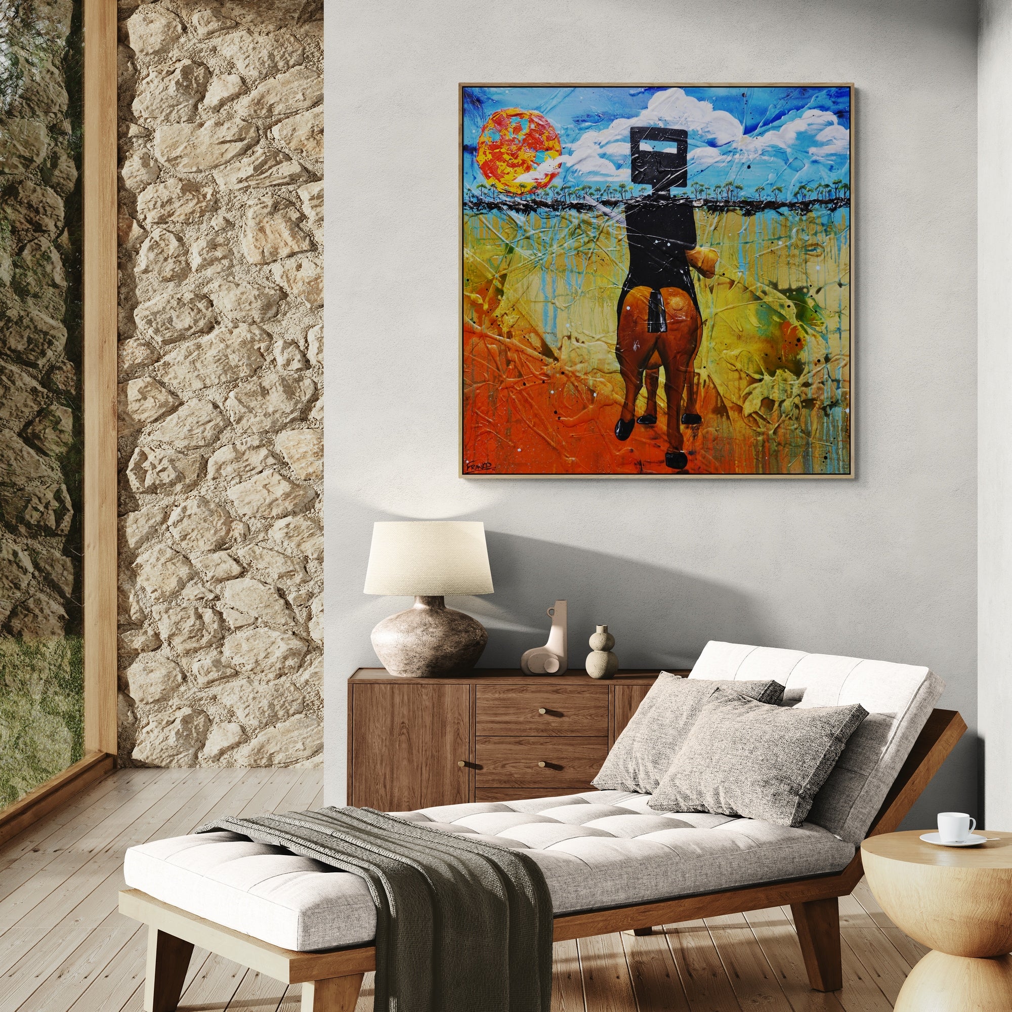 Classic Ned 120cm x 120cm Ned Kelly Abstract Realism Textured Painting