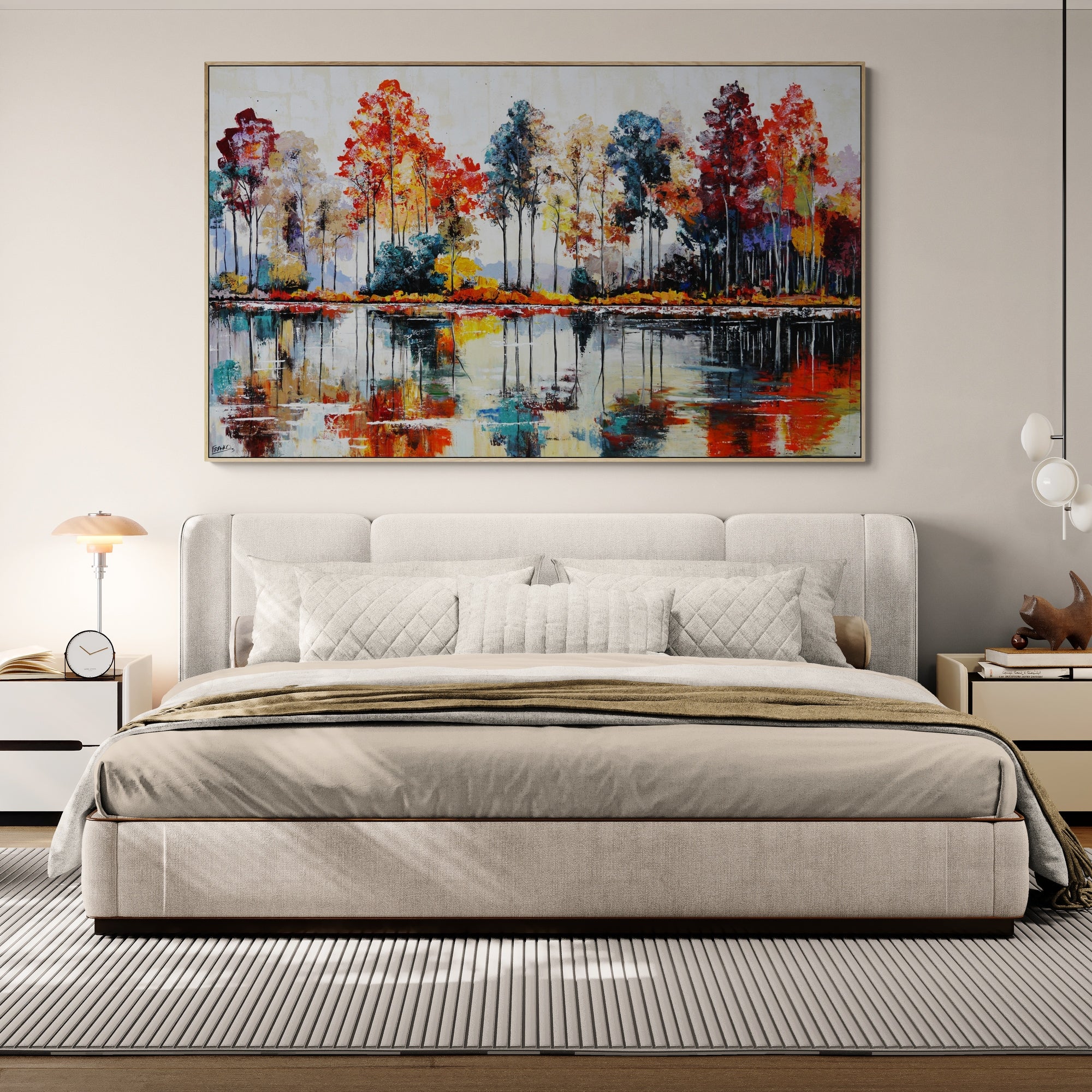 Autumn Light 200cm x 120cm Framed Landscape Textured Abstract Realism Painting