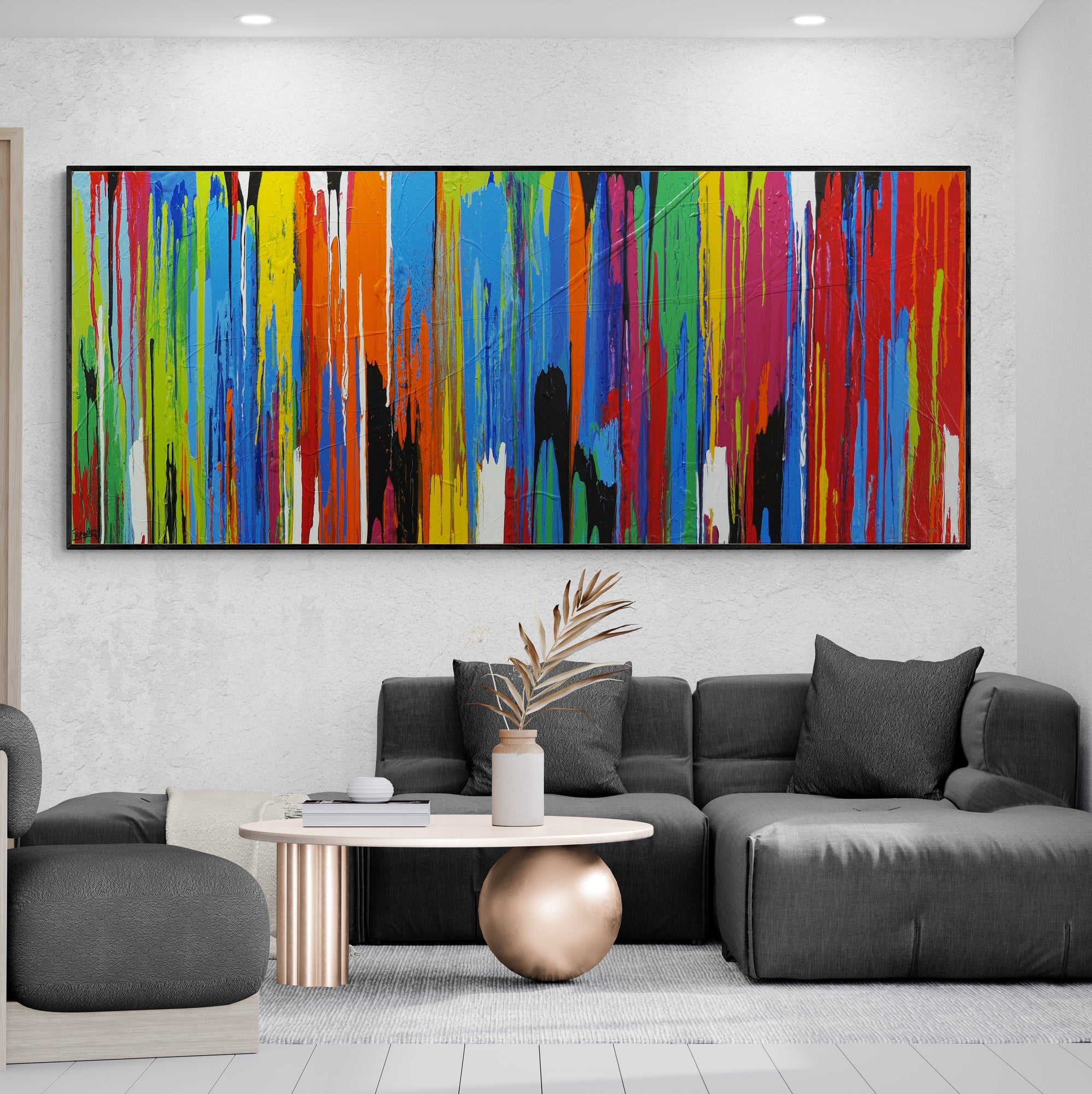 The Colouring 240cm x 100cm Colourful Textured Abstract Painting-Abstract-Franko-[huge]-[Australian]-[best Selling]-Franklin Art Studio