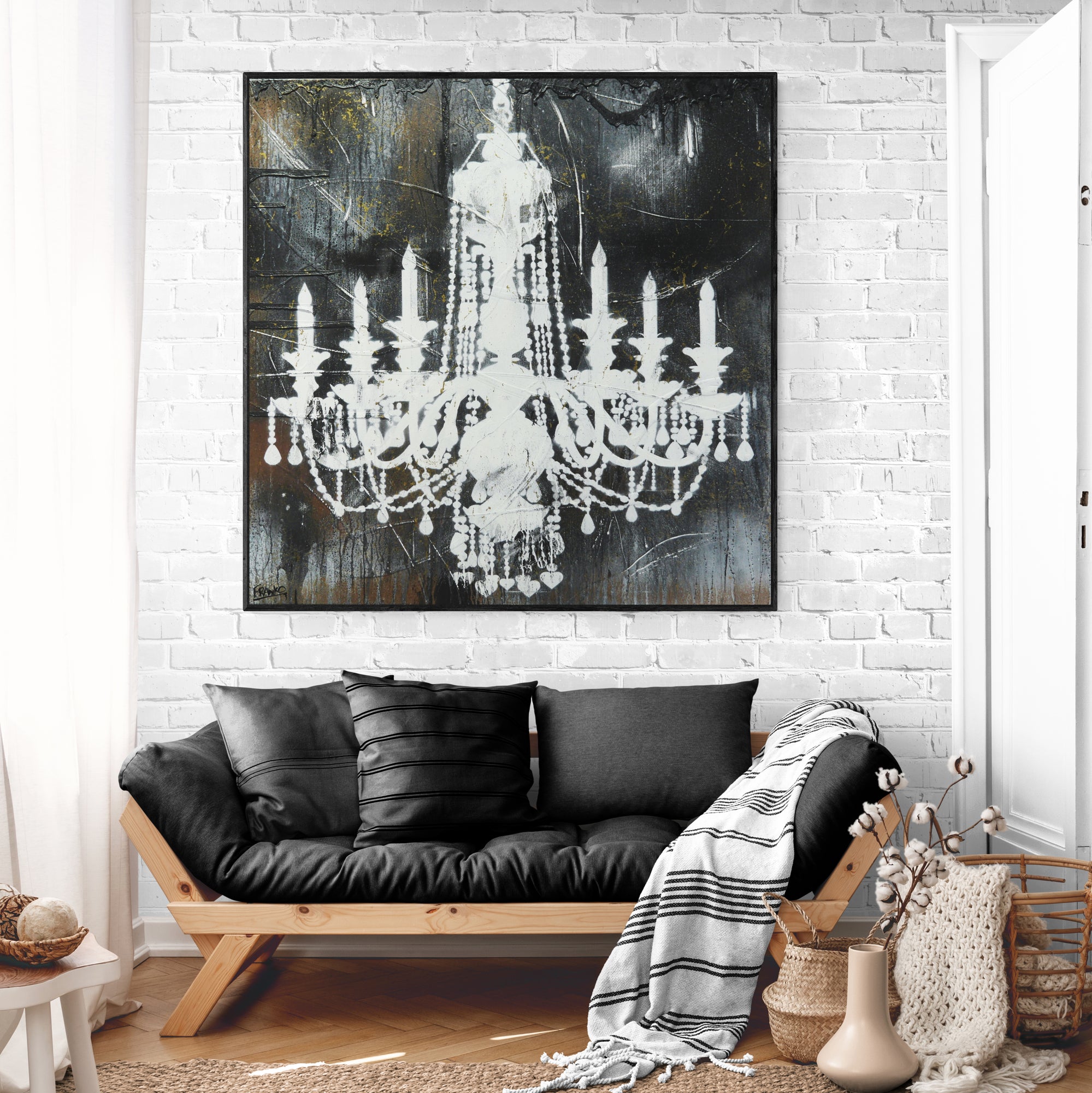 Gothic Drama 120cm x 120cm Chandeleir Textured Urban Pop Art Painting-Urban Pop Art-Franko-[huge]-[Australian]-[best Selling]-Franklin Art Studio