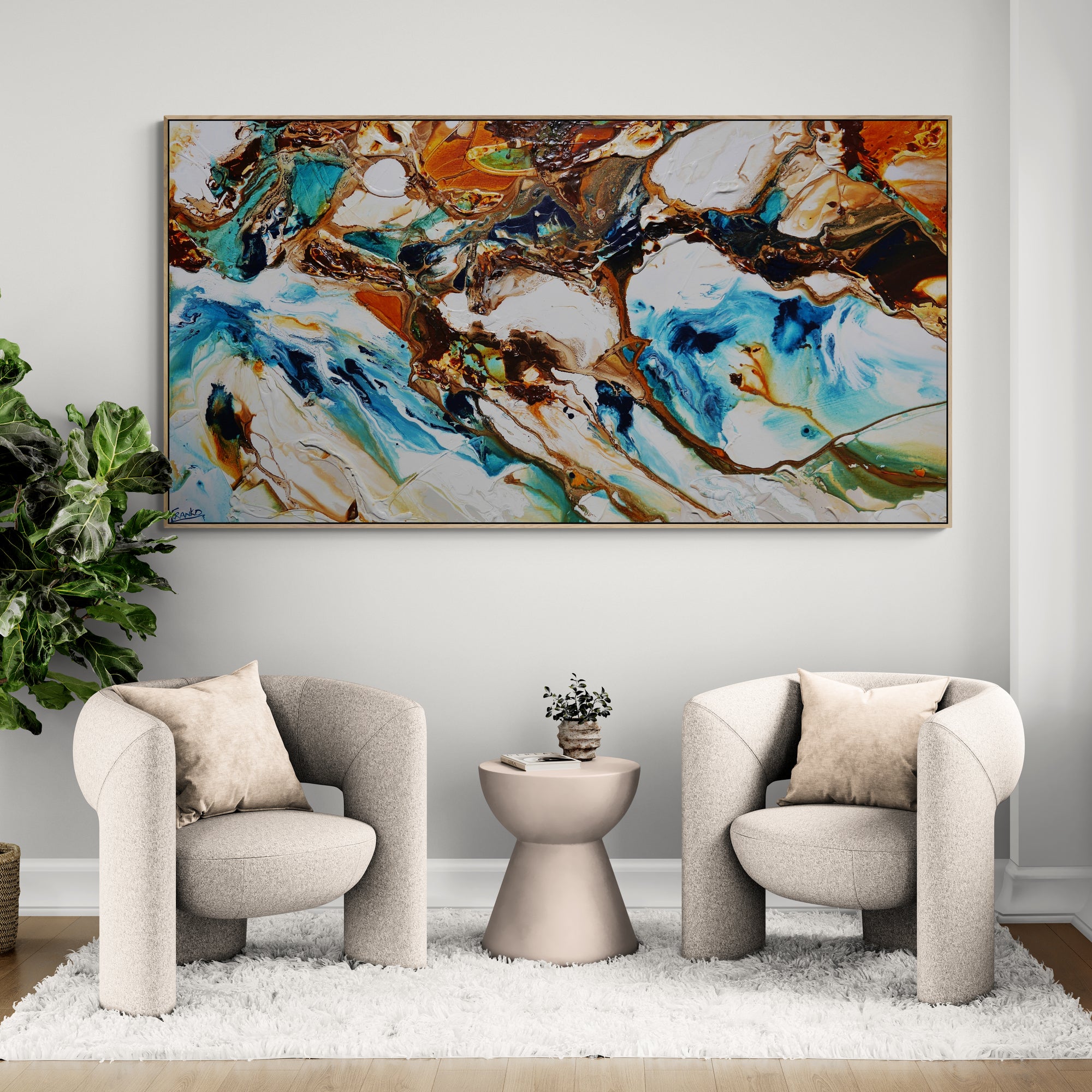 Aquatic Transition 190cm x 100cm Textured Abstract Painting