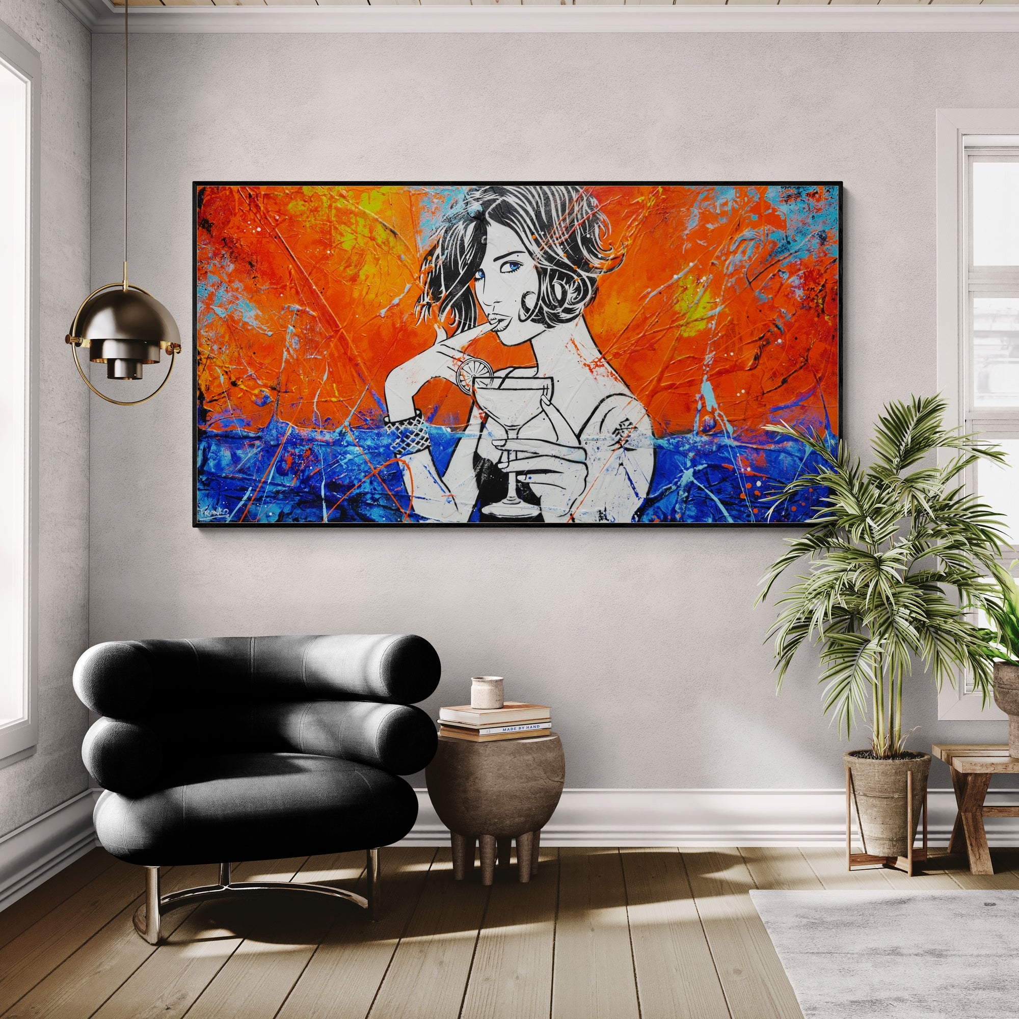 Cocktail Rush 190cm x 100cm Cocktail Girl Textured Urban Pop Art Painting