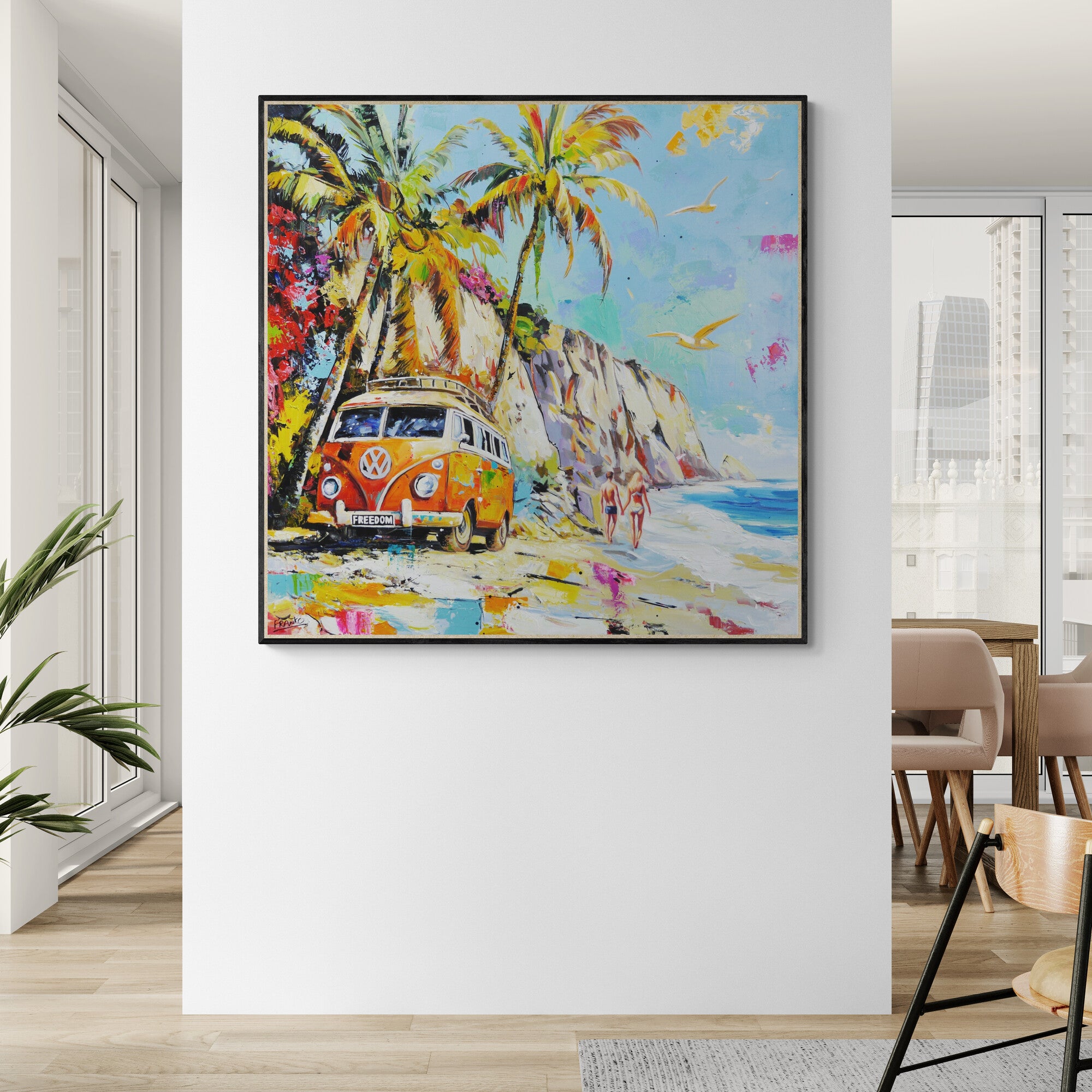 Freedom Beach 120cm x 120cm Abstract Realism Textured Framed Painting (SOLD)