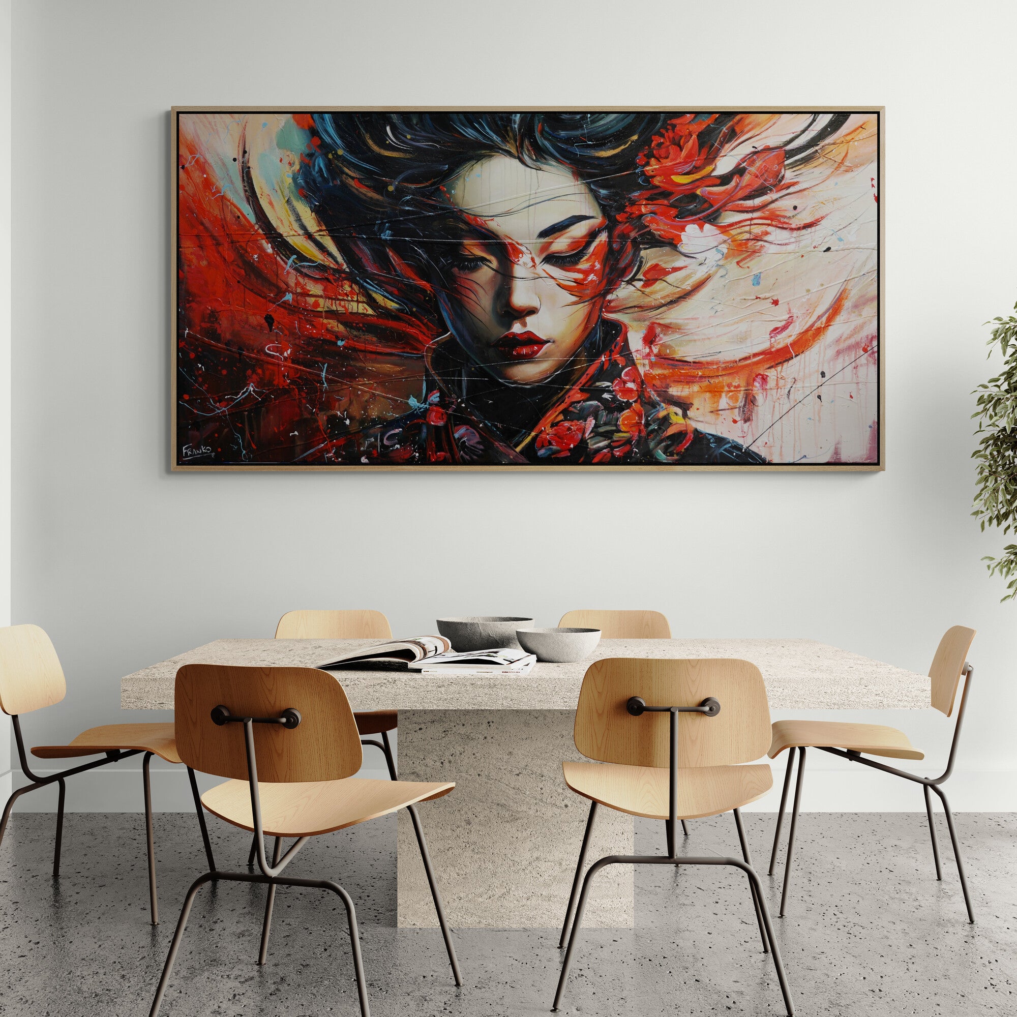 Hotaru 200cm x 100cm Brave and Beautiful Abstract Realism Textured Painting Floater Frame Inc. (SOLD)