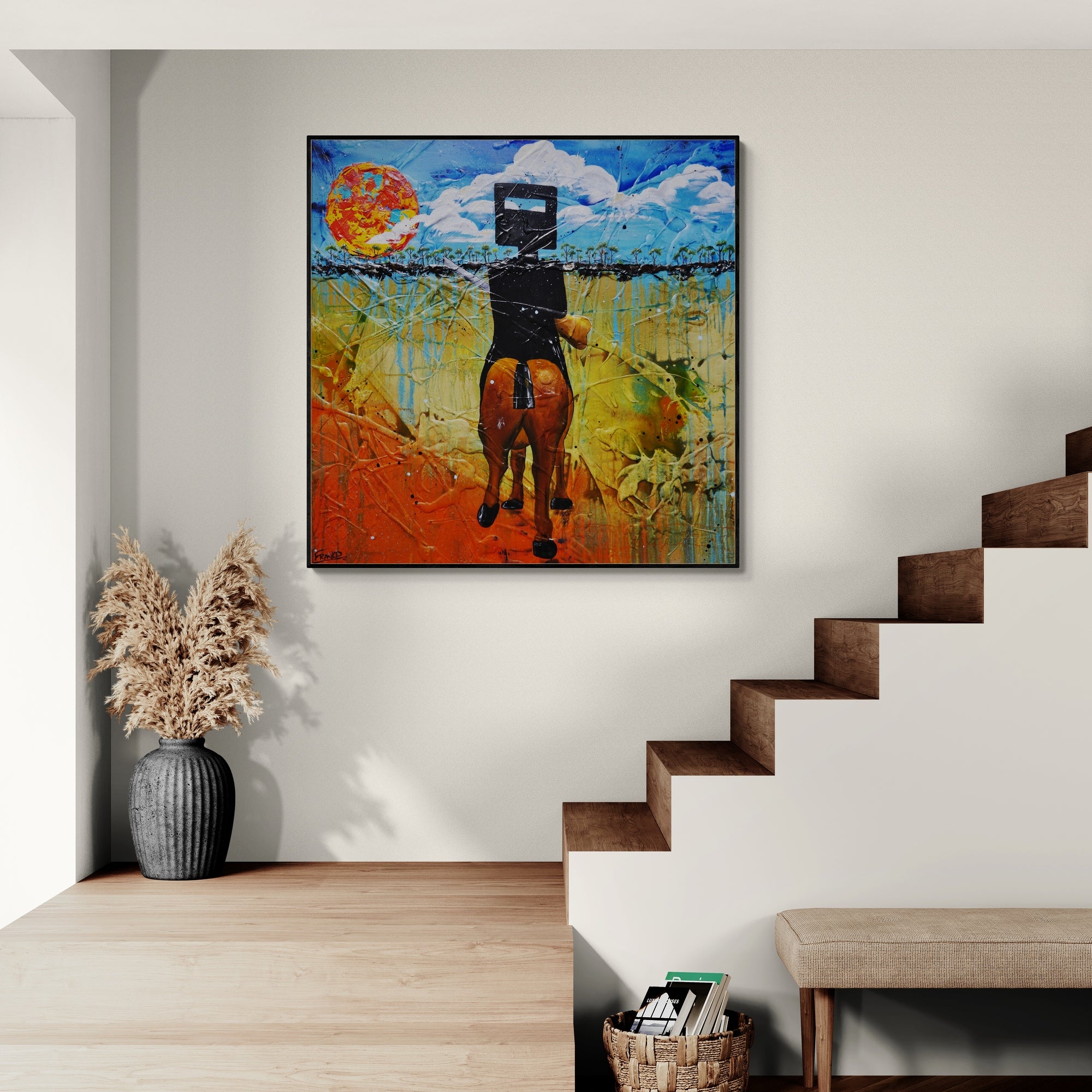 Classic Ned 120cm x 120cm Ned Kelly Abstract Realism Textured Painting
