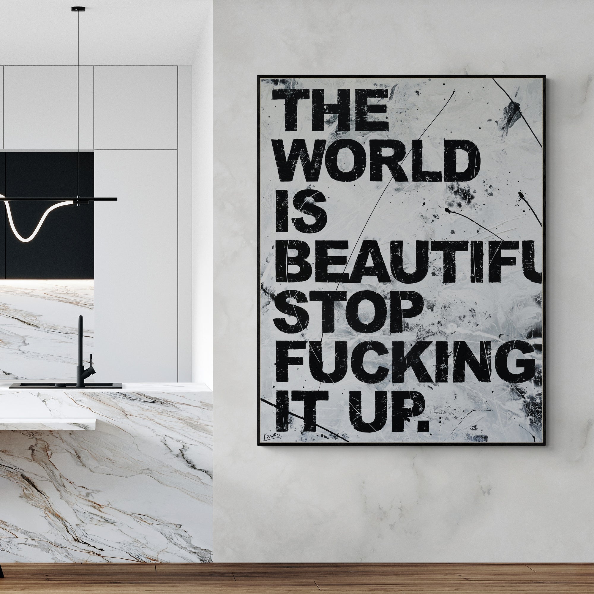 Big Beautiful World 140cm x 180cm Textured Urban Pop Art Painting