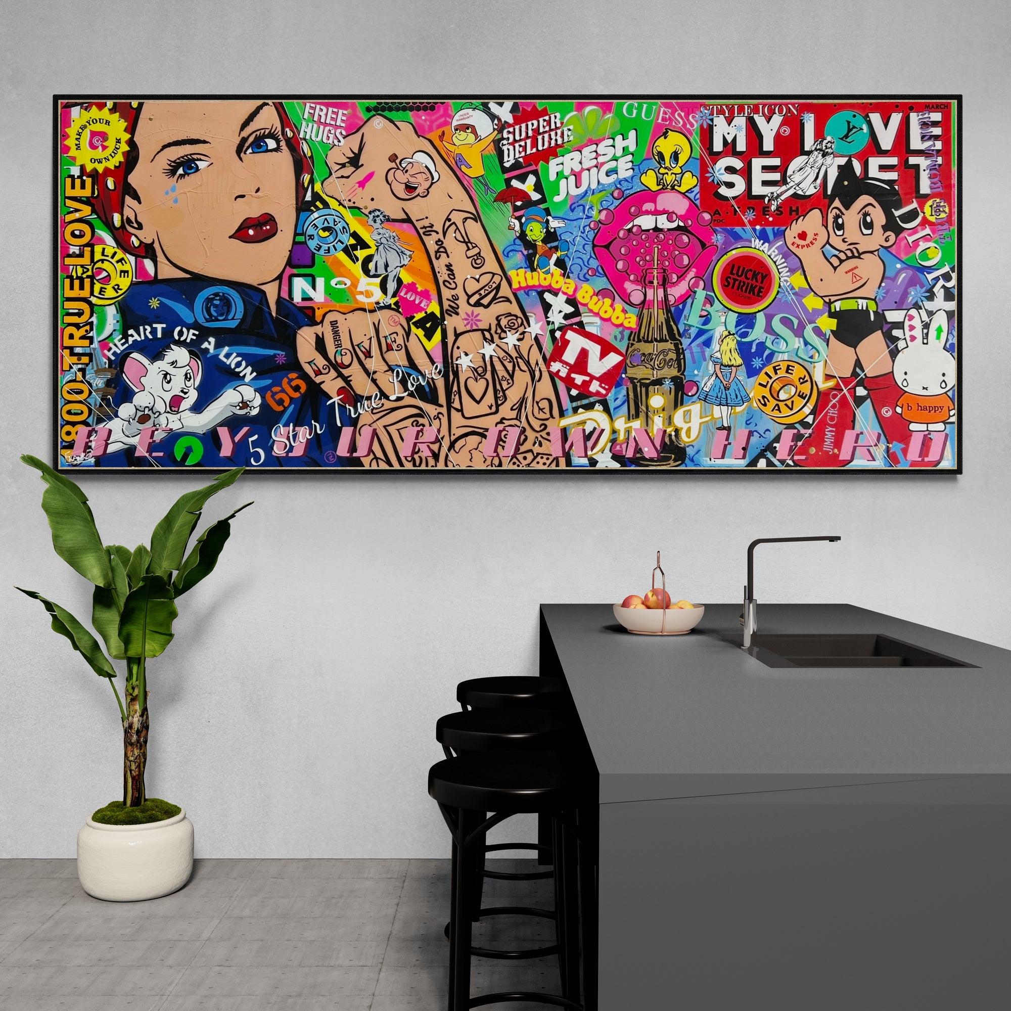 Rosie Can ... 240cm x 100cm Rosie the Riveter Textured Urban Pop Art Painting (SOLD)