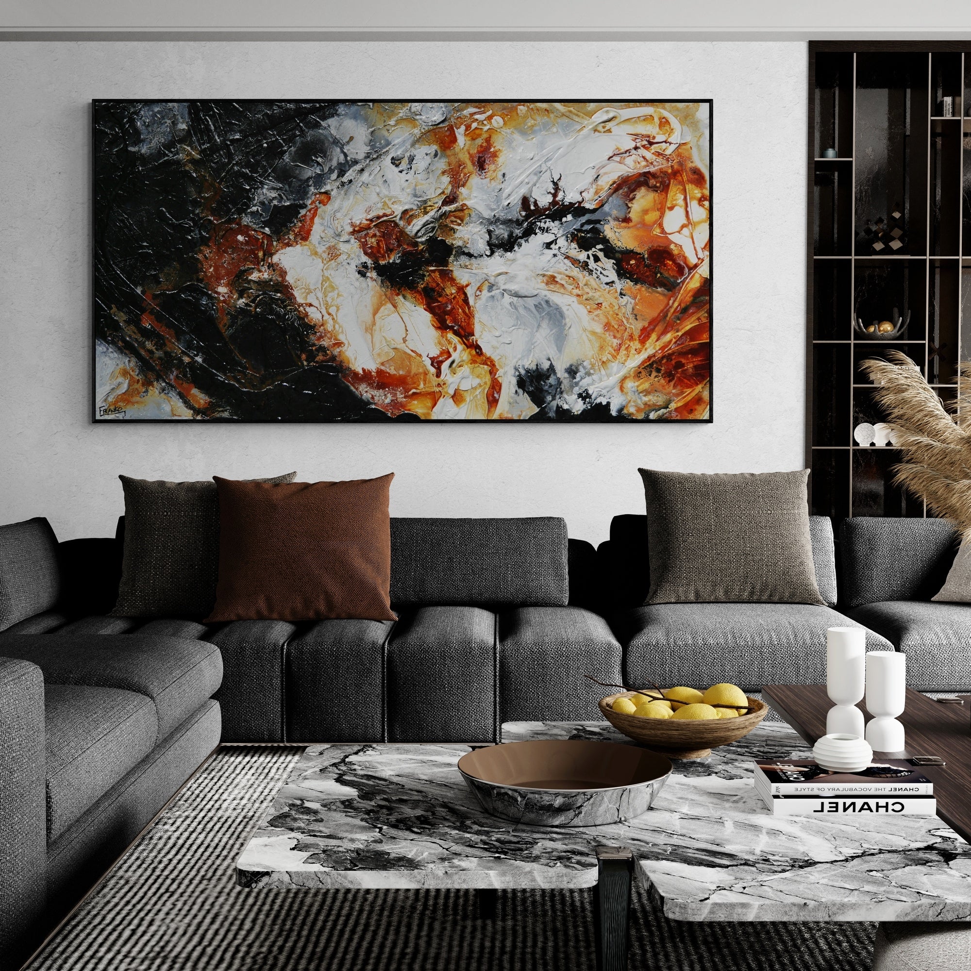 Oxide Nero 190cm x 100cm Textured Abstract Painting (SOLD)-Abstract-Franko-[huge]-[Australian]-[best Selling]-Franklin Art Studio