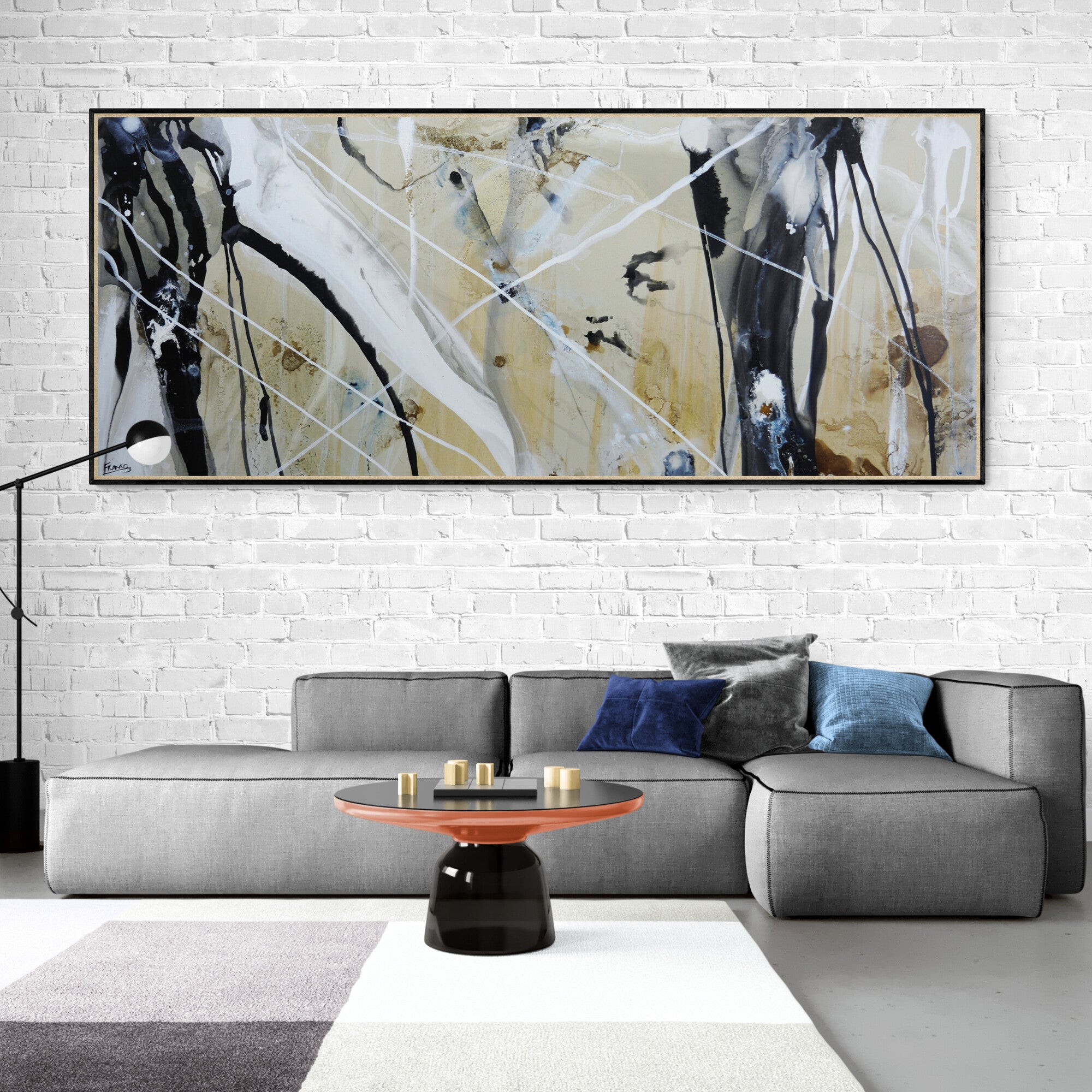 Refined 909 240cm x 100cm Blended Ink Abstract Painting