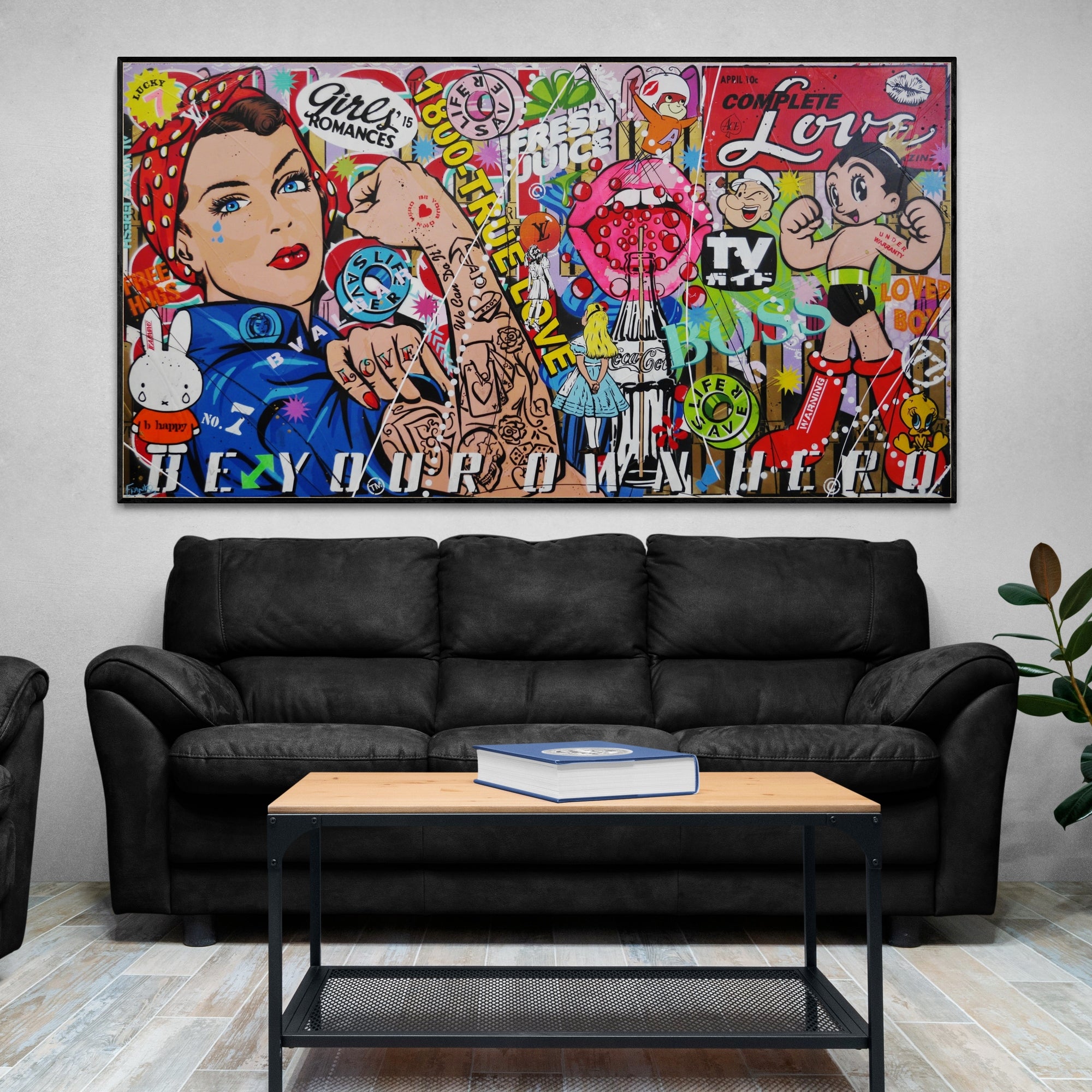 Rosie Rapture 190cm x 100cm Rosie the Riveter Textured Urban Pop Art Painting (SOLD)-Urban Pop Art-Franko-[huge]-[Australian]-[best Selling]-Franklin Art Studio
