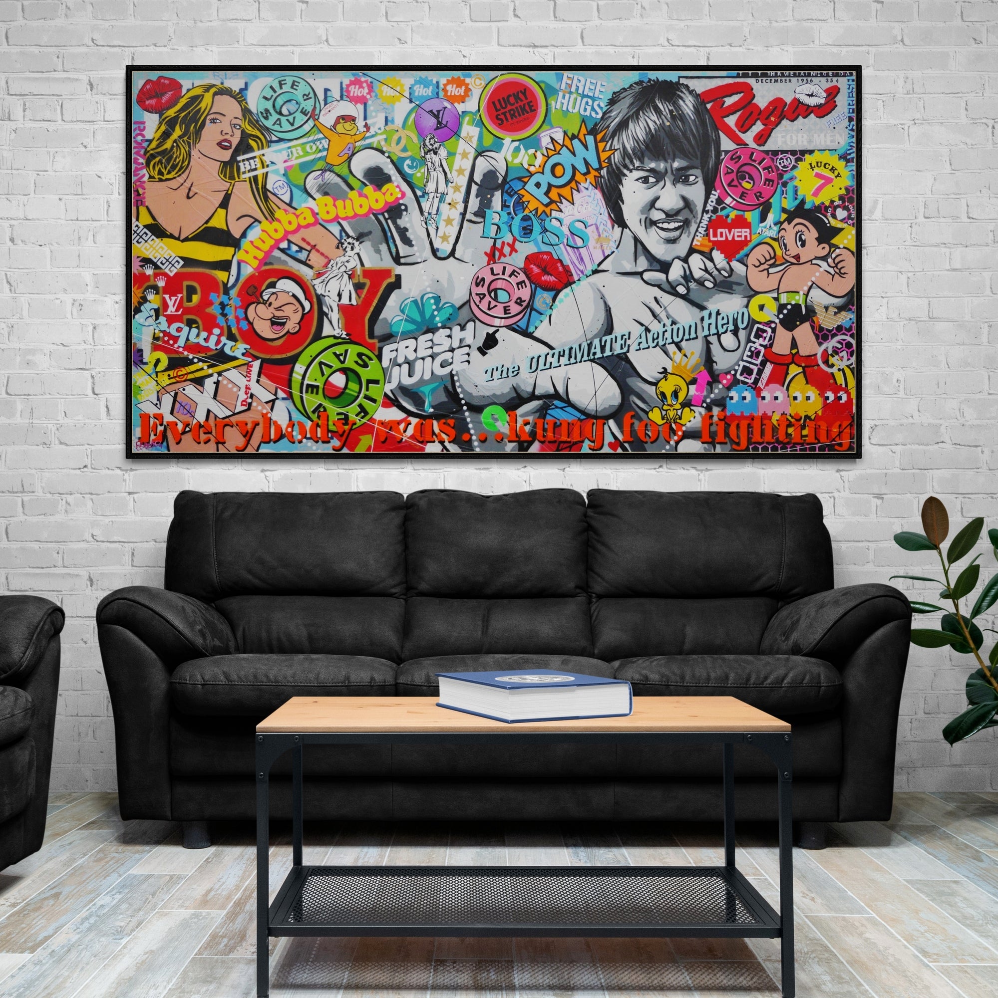 Rogue Bruce 190cm x 100cm Bruce Lee Textured Urban Pop Art Painting (SOLD)-Urban Pop Art-Franko-[huge]-[Australian]-[best Selling]-Franklin Art Studio