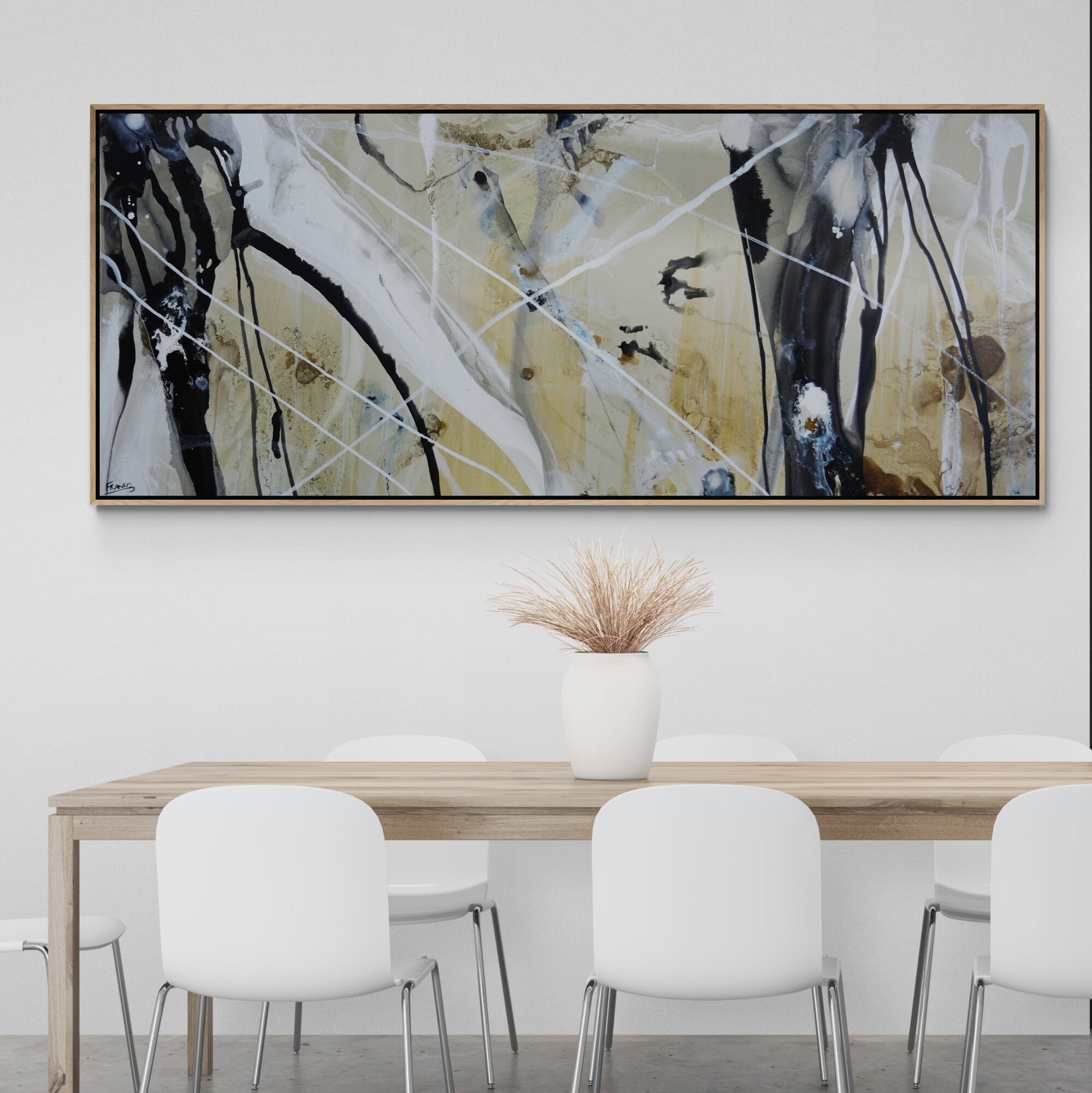 Refined 909 240cm x 100cm Blended Ink Abstract Painting
