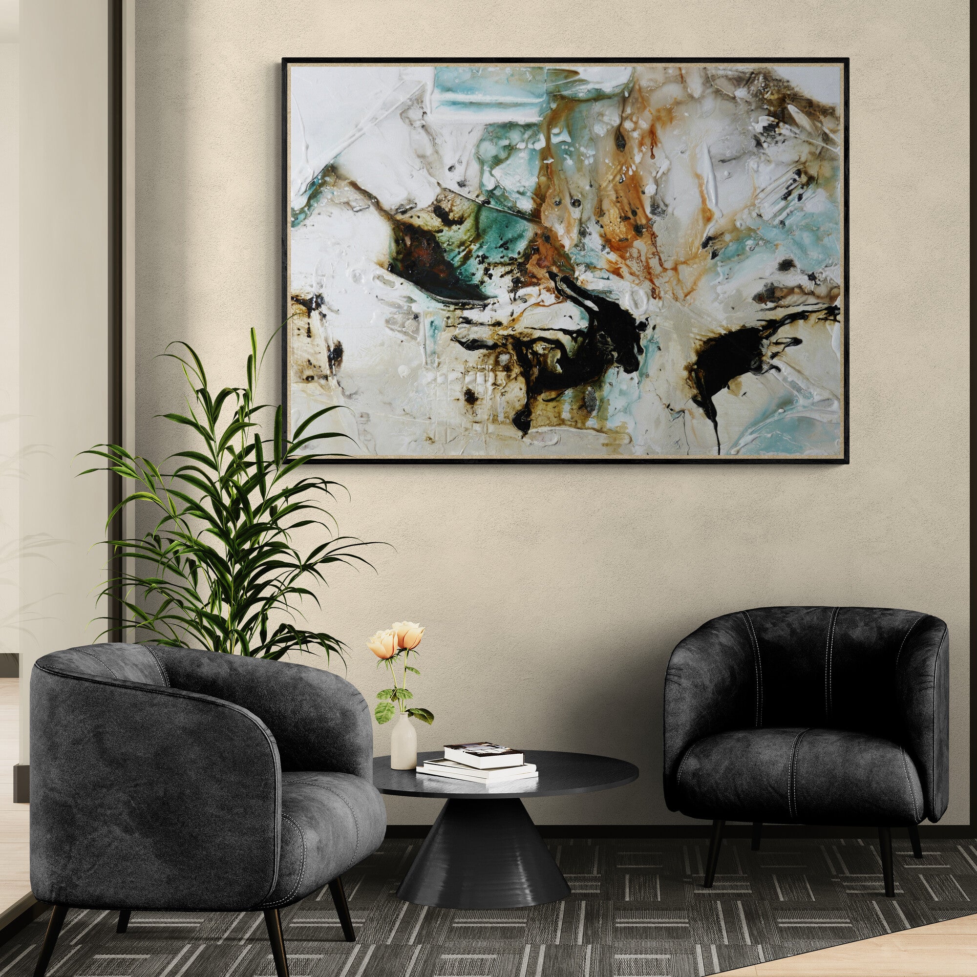 Rain 140cm x 100cm Textured Abstract Painting (SOLD)