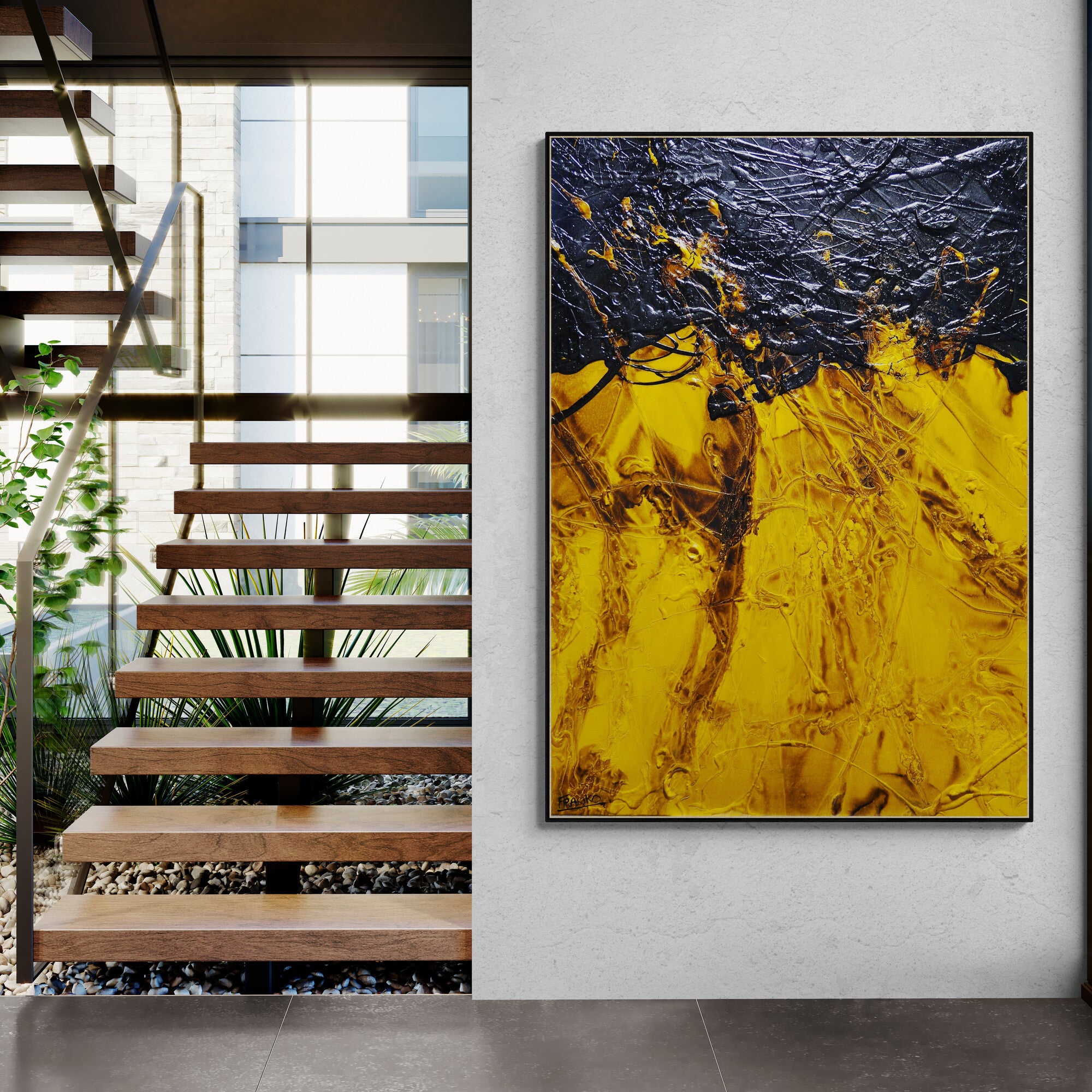 Raw Solar 100cm x 140cm Textured Abstract Painting