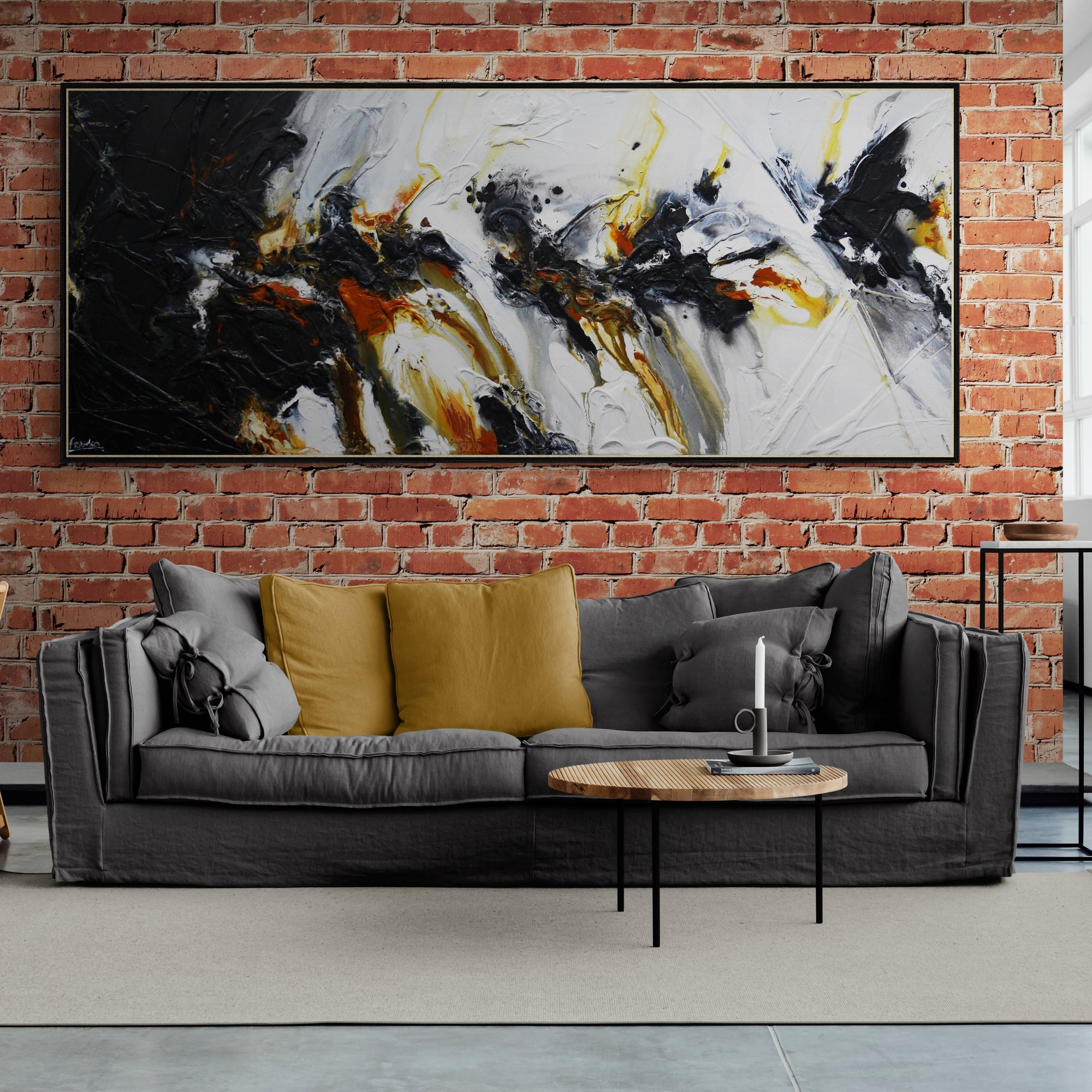 Sienna Steel 240cm x 100cm Textured Abstract Painting