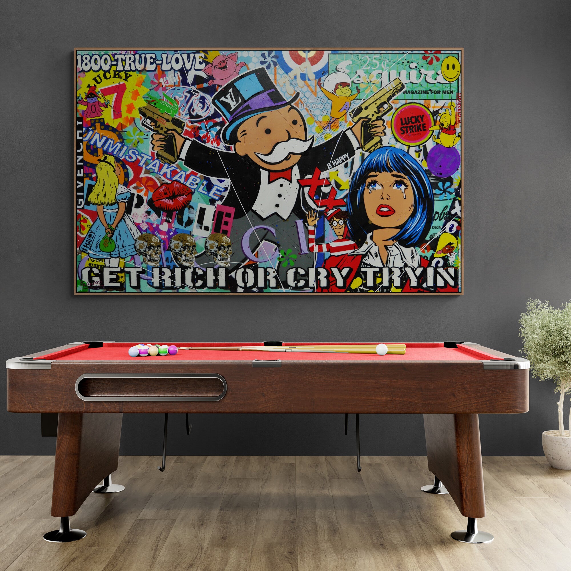 1800 Lucky Strike 160cm x 100cm Monopoly Man Textured Urban Pop Art Painting