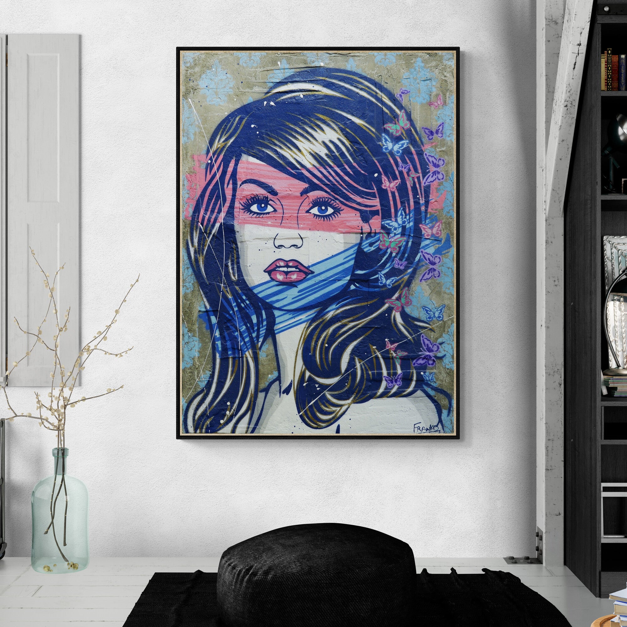 Butterflies 100cm x 140cm Concrete Textured Urban Pop Art Painting (SOLD)